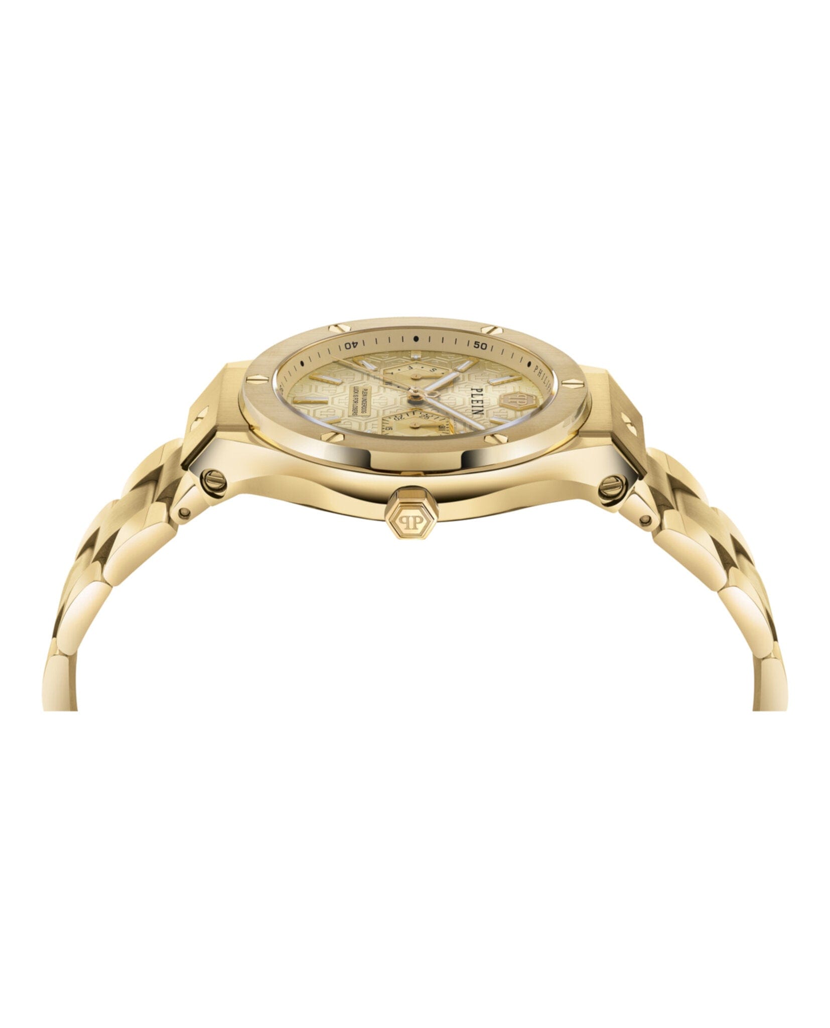 Philipp Plein Mens Gold 44 mm Bracelet Fashion Watch