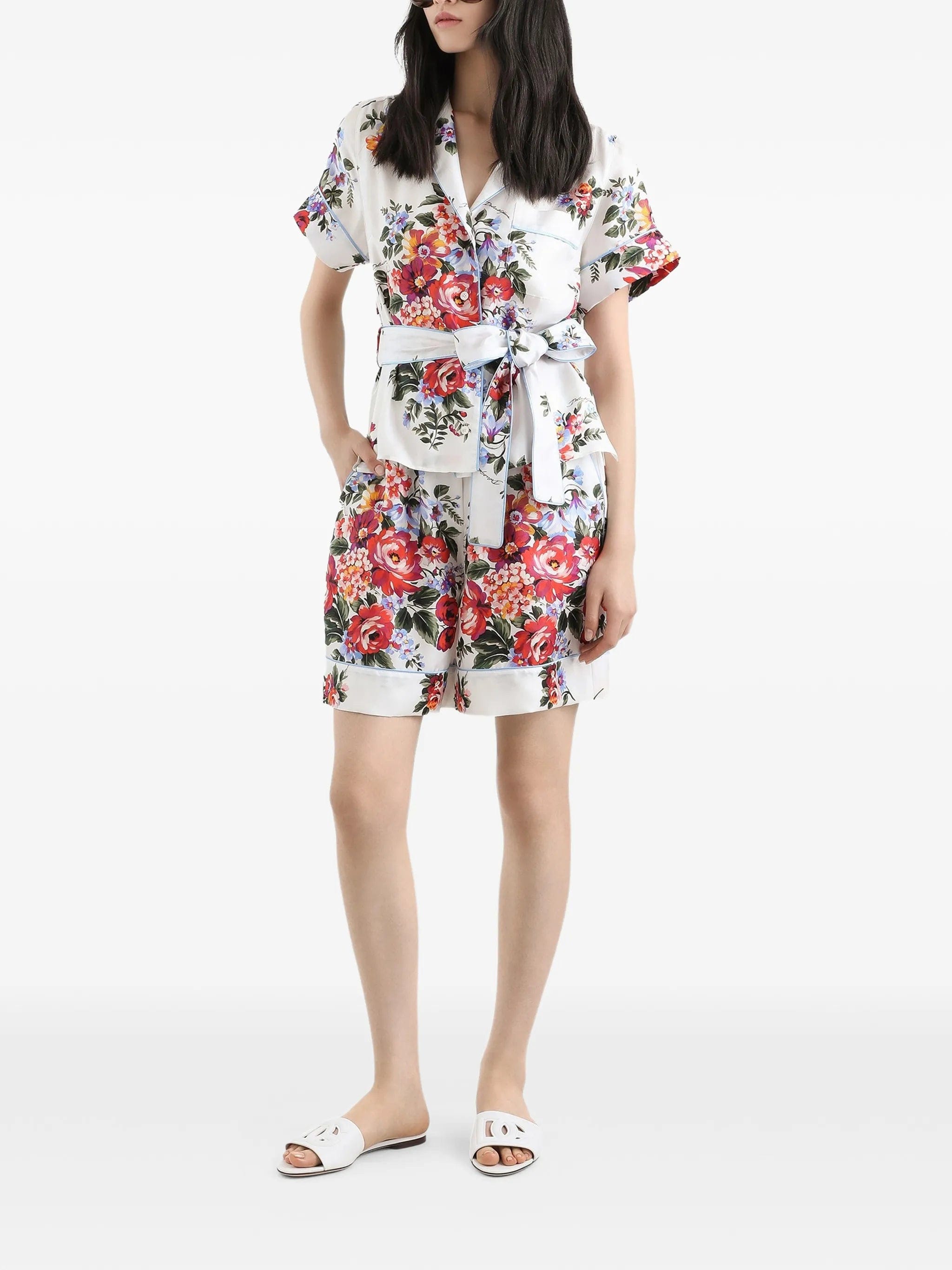 Dolce & Gabbana floral - print tie shorts