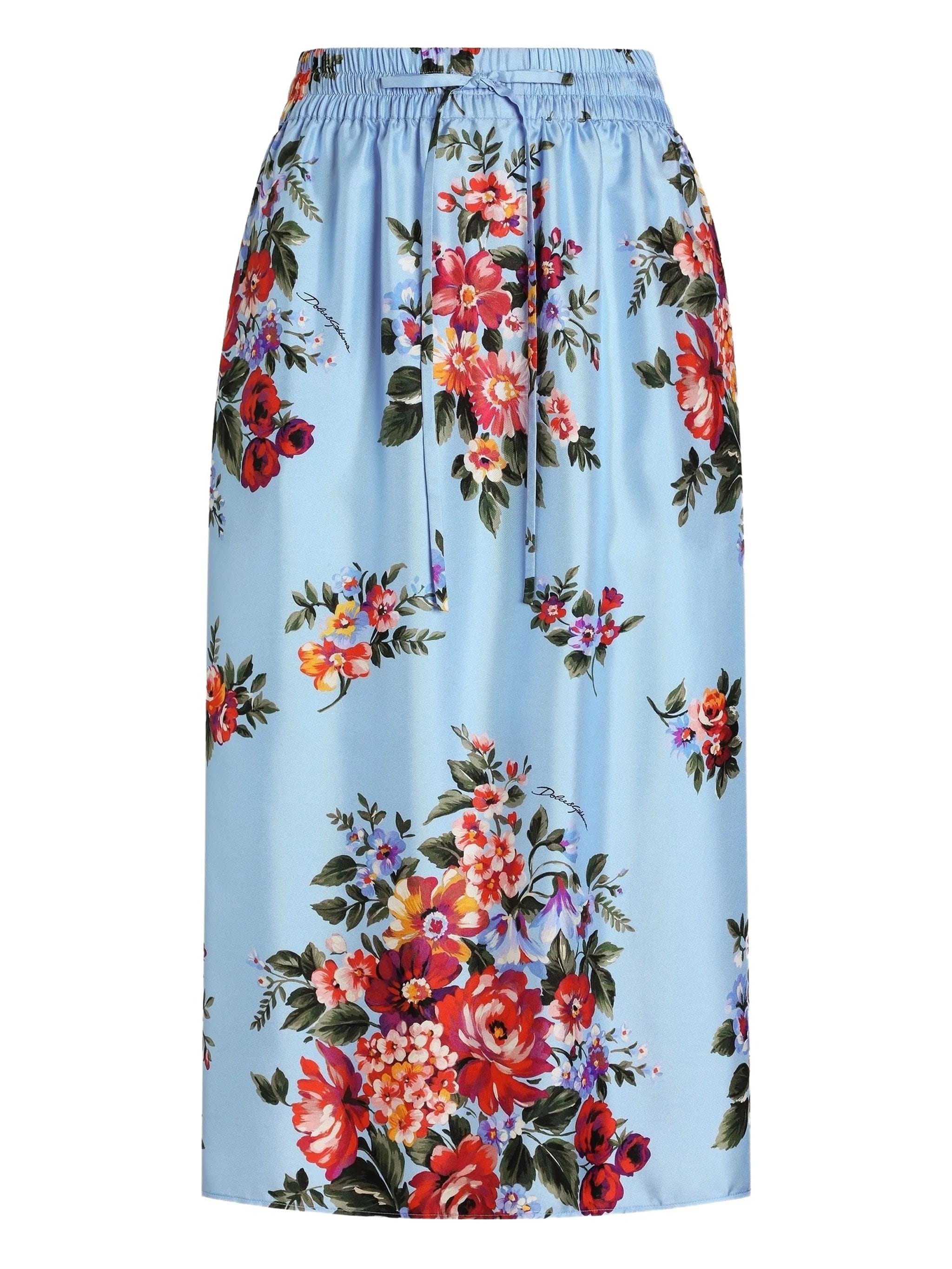 Dolce & Gabbana floral - print elasticated midi skirt