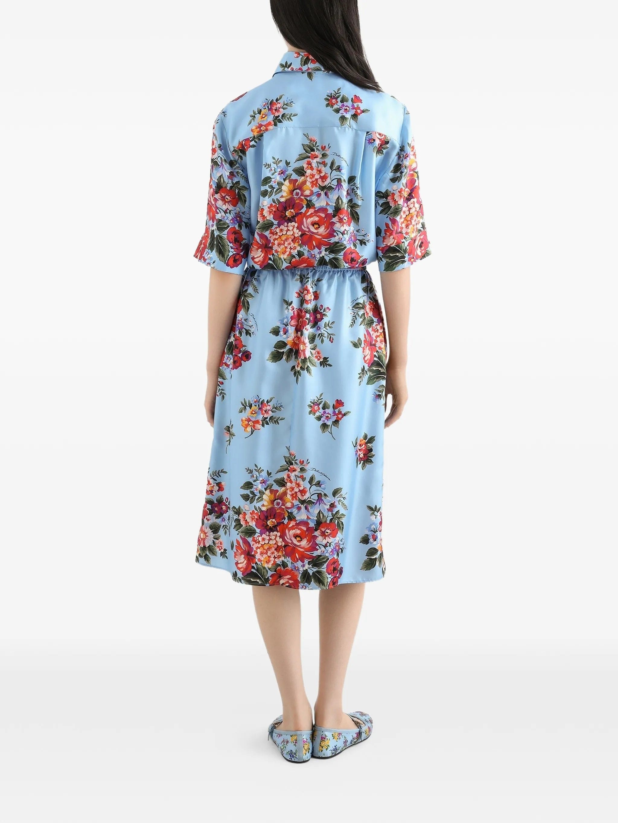 Dolce & Gabbana floral - print elasticated midi skirt