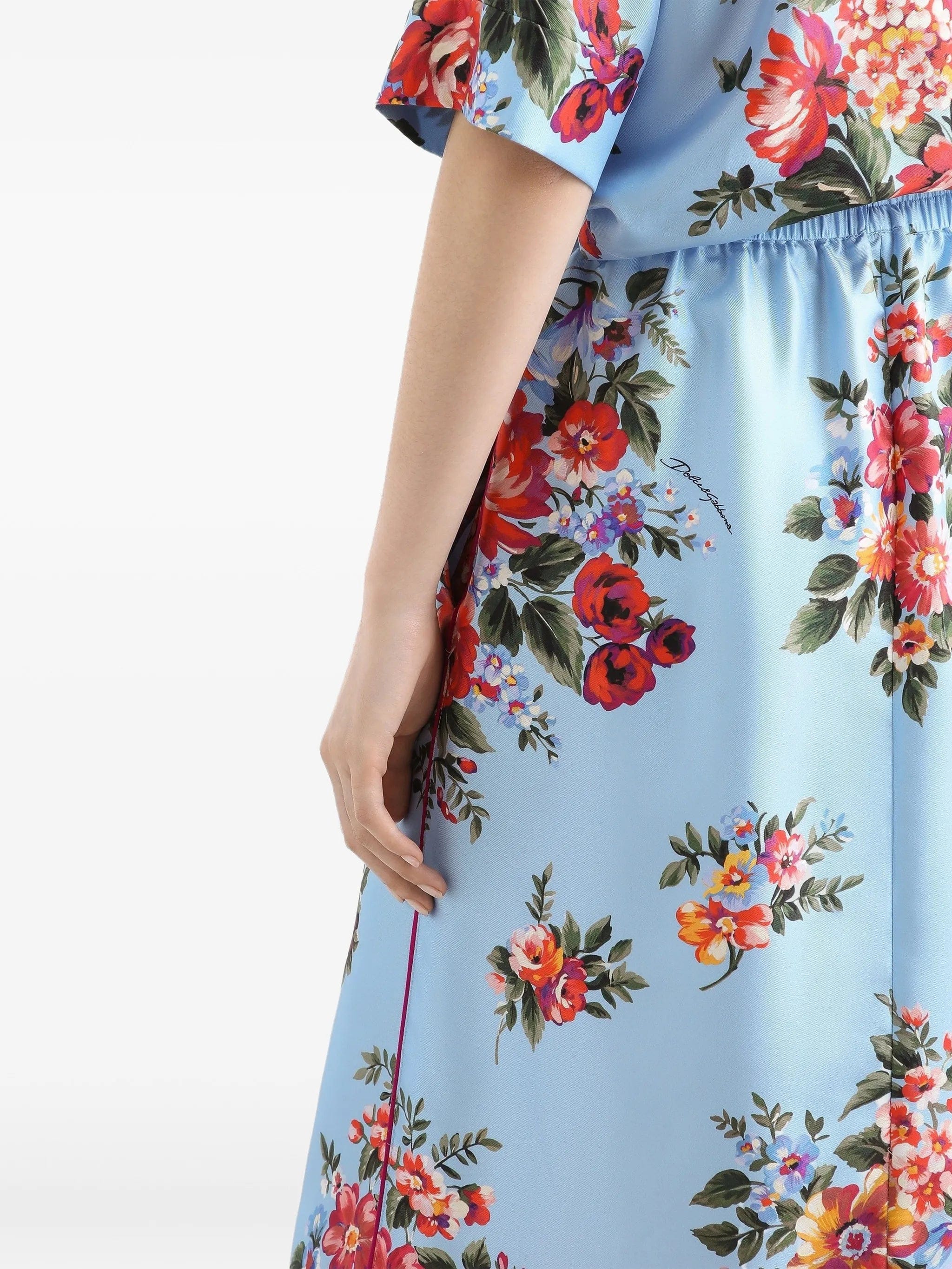 Dolce & Gabbana floral - print elasticated midi skirt