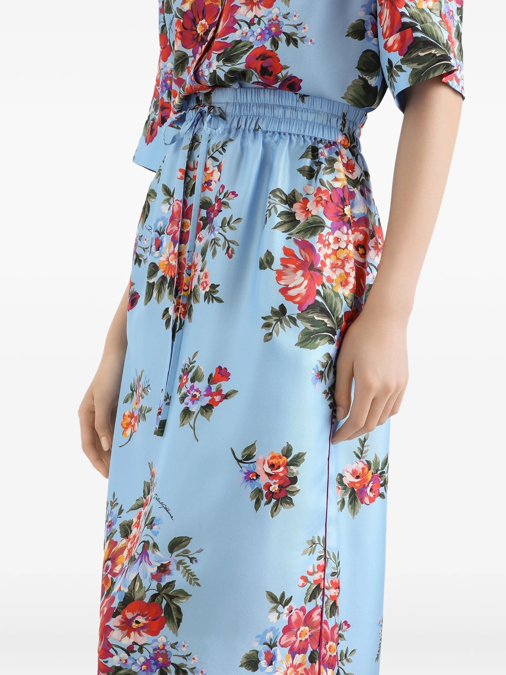 Dolce & Gabbana floral - print elasticated midi skirt