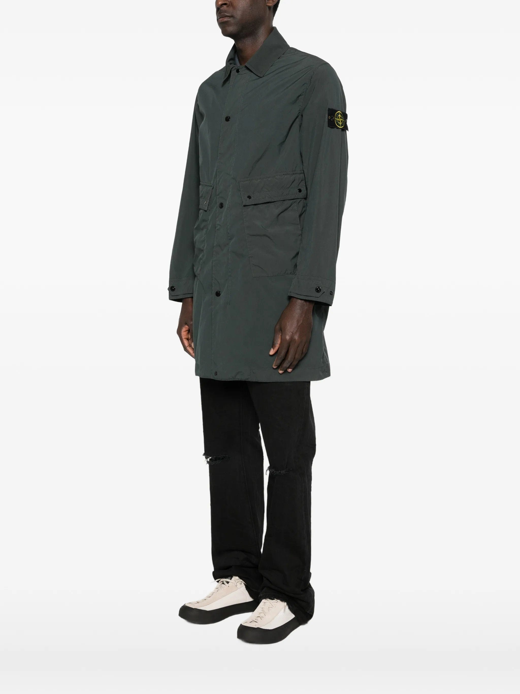 Stone Island button pocket long parka coat