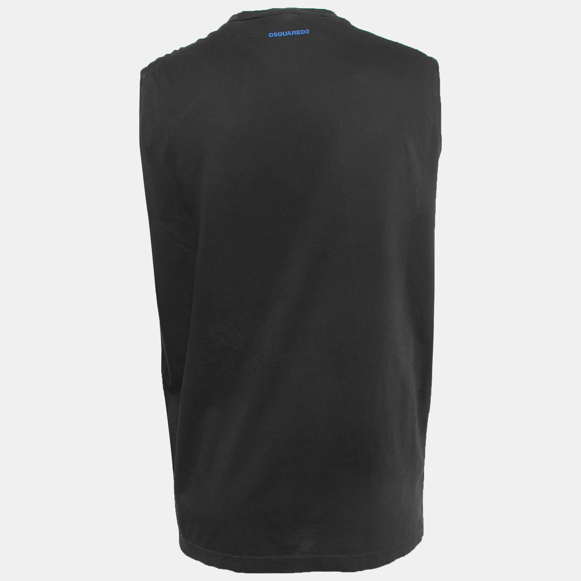 Dsquared2 Black Print Cotton Tank T - Shirt