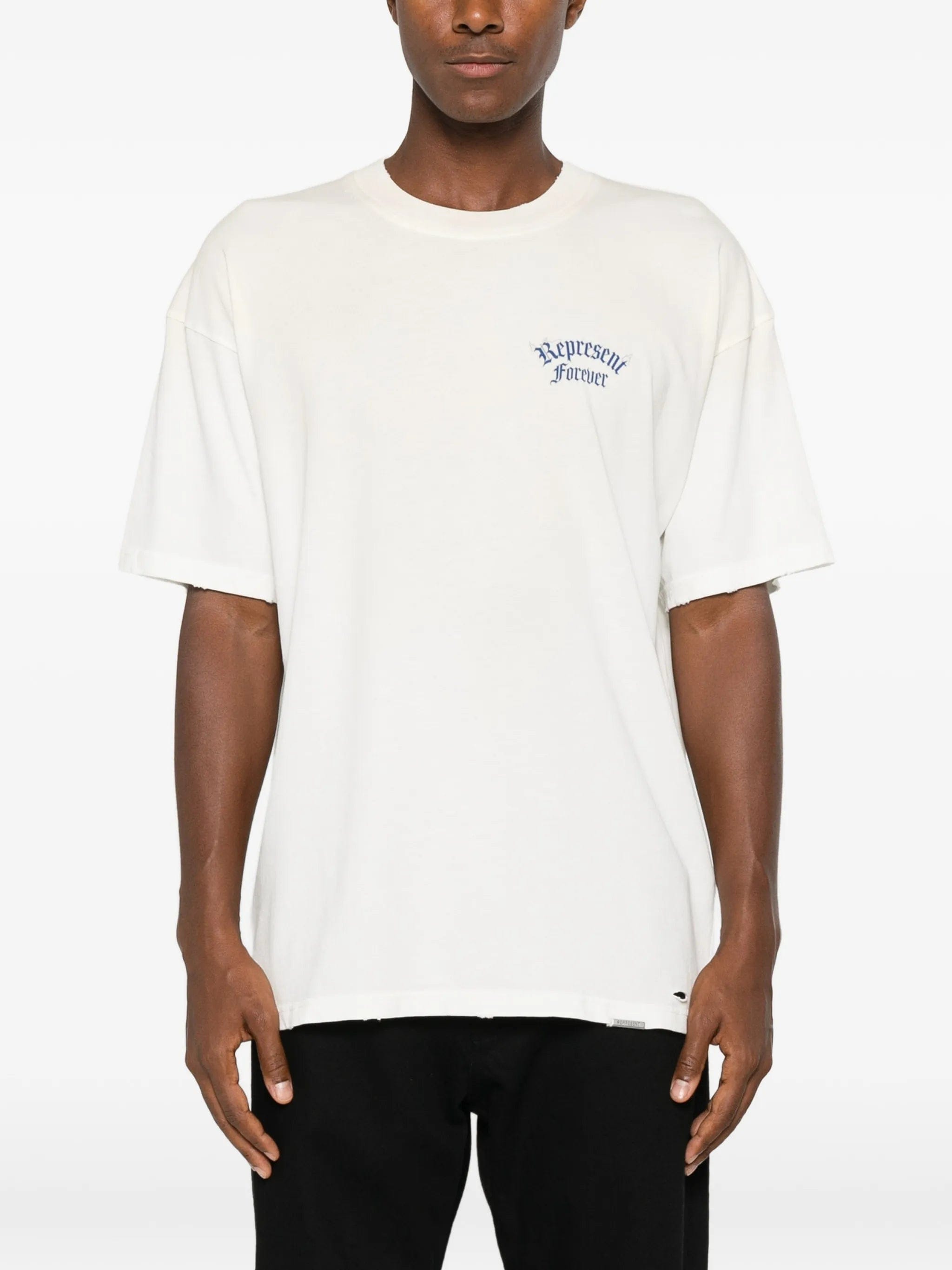 Represent Duality logo - print distressed cotton T - shirt