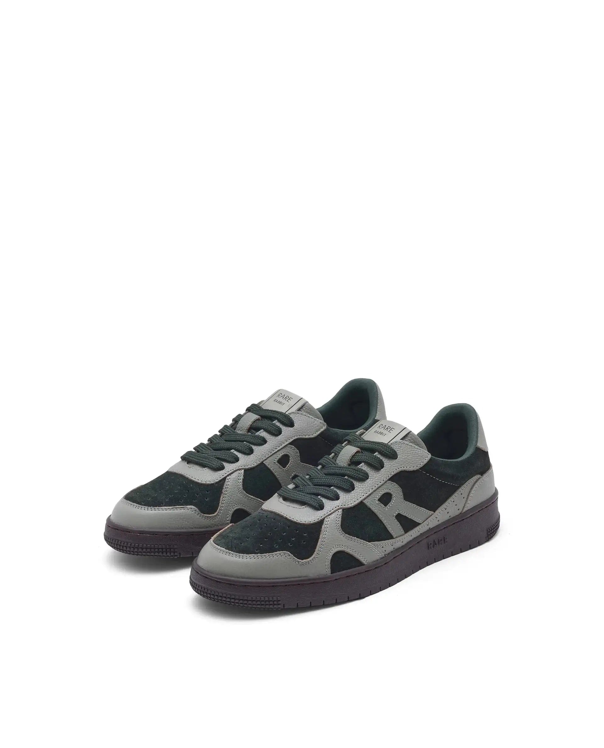 RAREZ Rare Rabbit Men's Kepler Pro Dark Green Genuine Leather Low - Top Lace - Up Sneaker Shoes