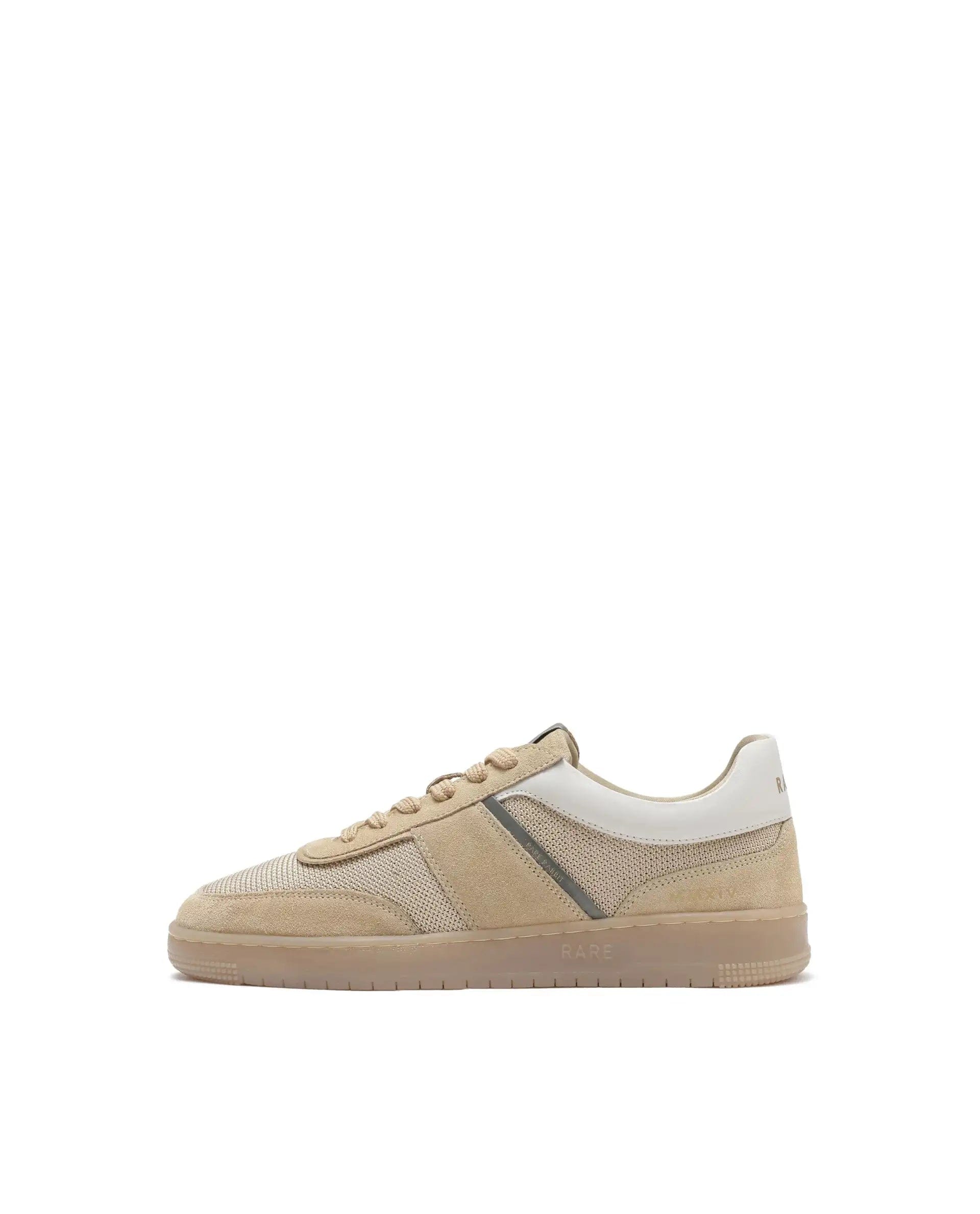 RAREZ Rare Rabbit Men's Rubio Beige Premium Suede, Leather And Mesh Upper Round Toe Low - Top Lace - Up Sneaker Shoes
