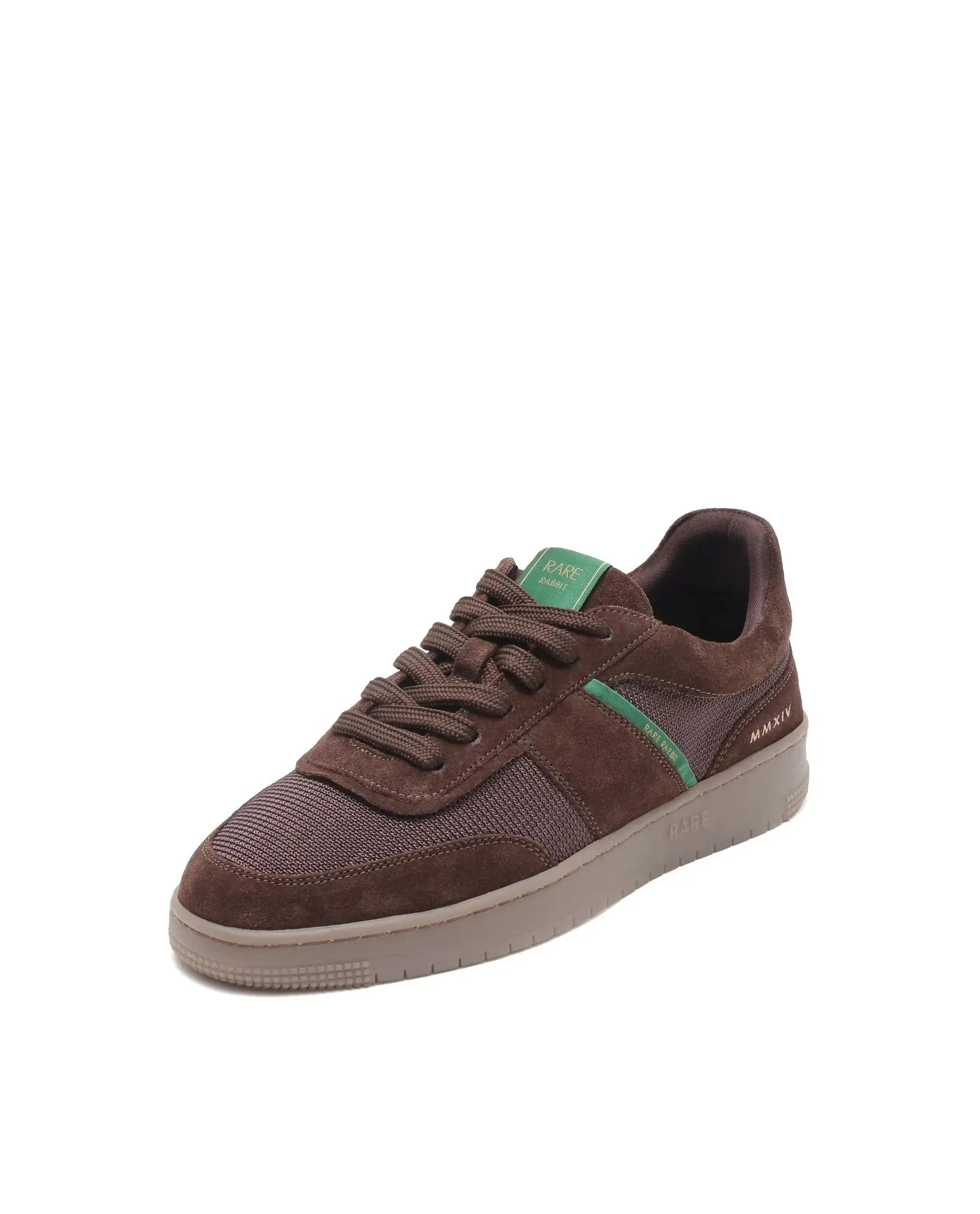 RAREZ Rare Rabbit Men's Rubio Dark Brown Premium Suede, Leather And Mesh Upper Round Toe Low - Top Lace - Up Sneaker Shoes