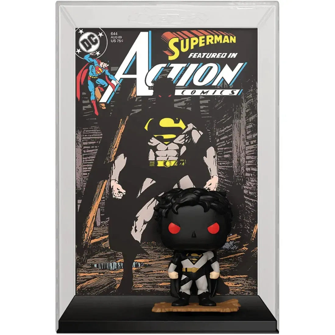 Funko DC Comics [Superman] - Dark Shadowy Superman Figure with Action Comics #644 Art Backdrop (4.1") - Funko - Pop! Comic Covers Series (18)