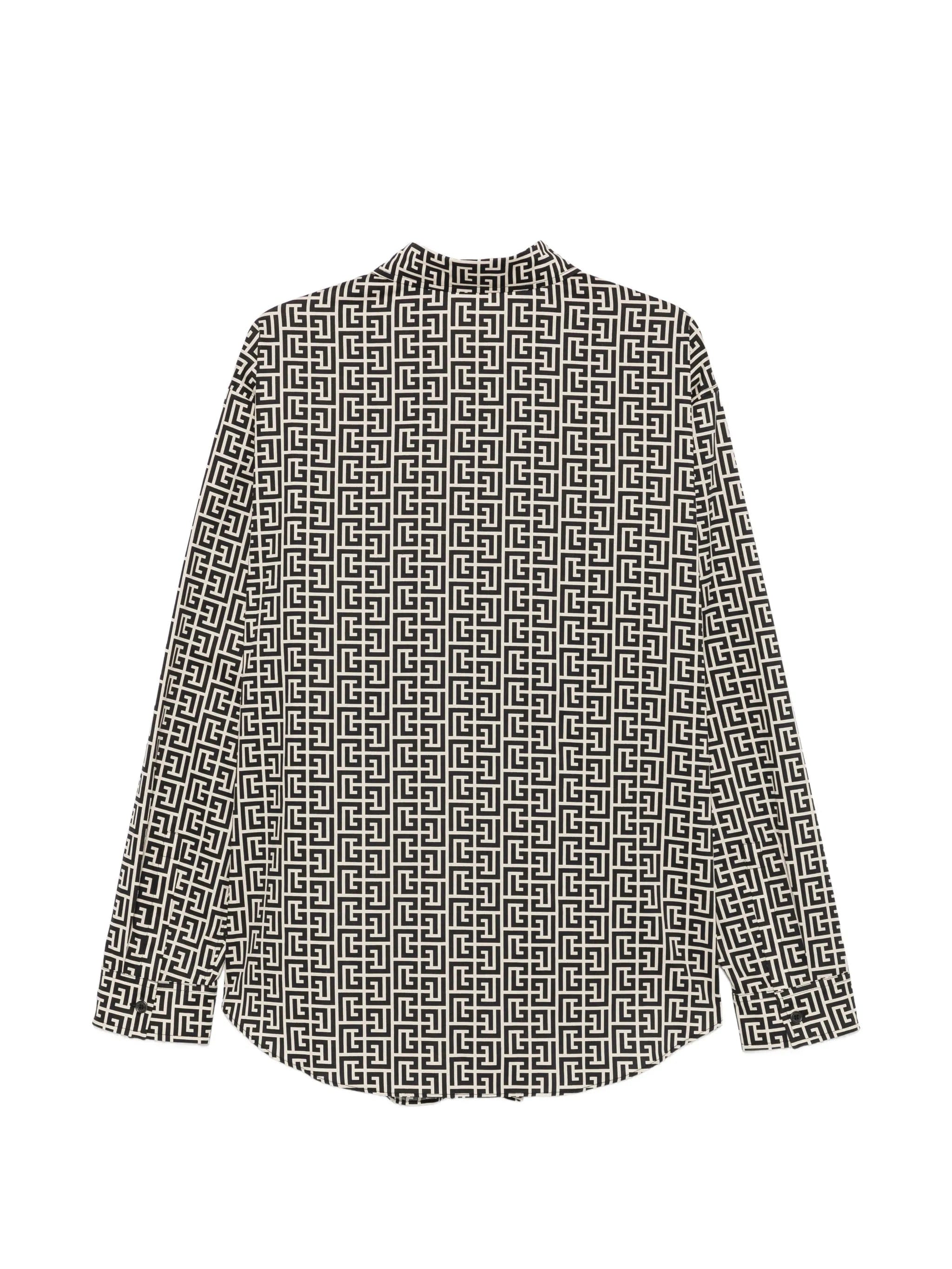 Balmain monogram - print button - down shirt