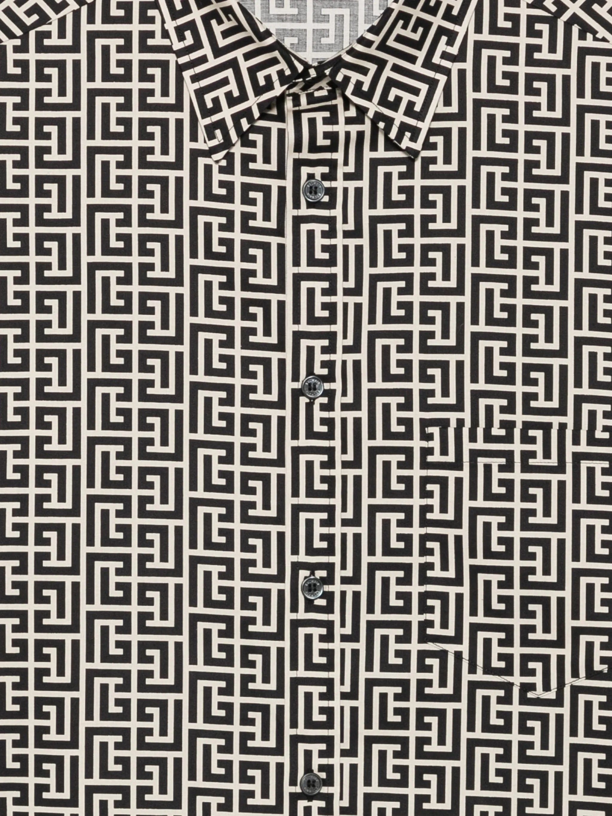 Balmain monogram - print button - down shirt