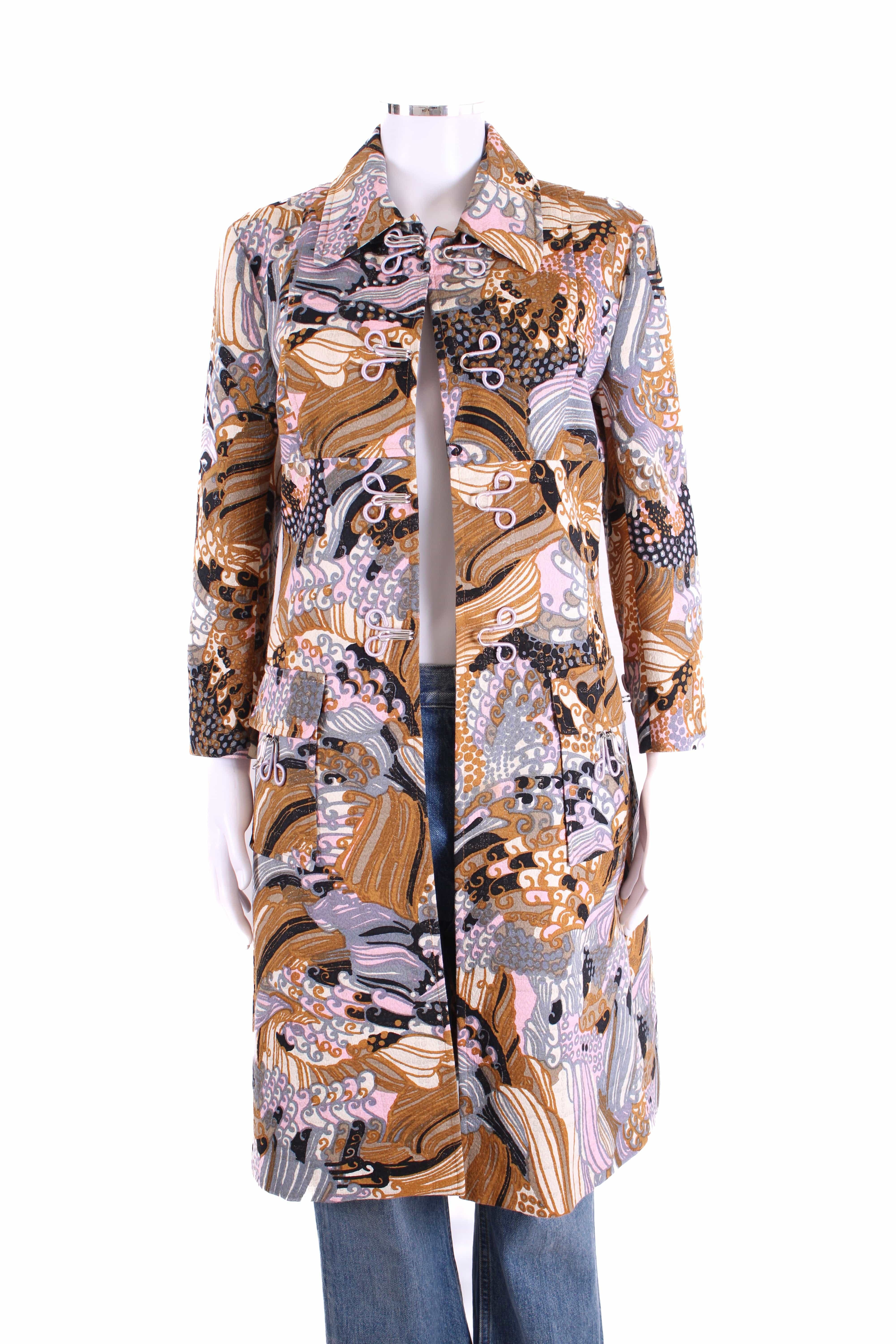 Dolce & Gabbana 2004 Phsycedelic Coat Tan/ Purple/ Pink IT 44