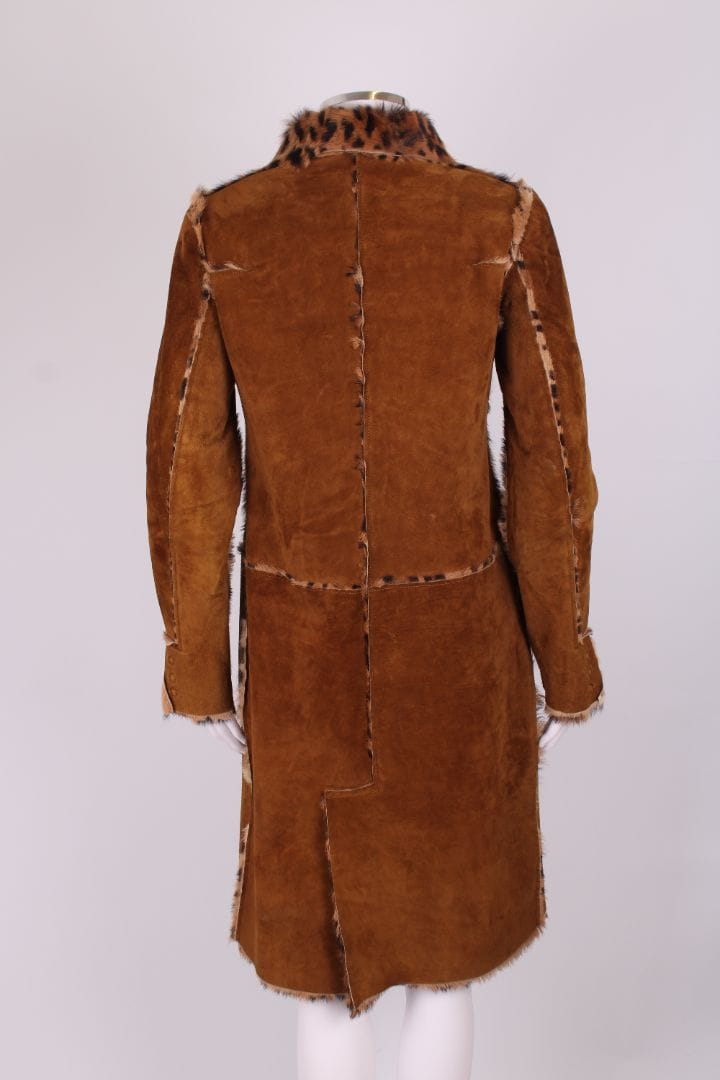 Dolce & Gabbana Leopard pony hair lining reversible coat brown suede 46