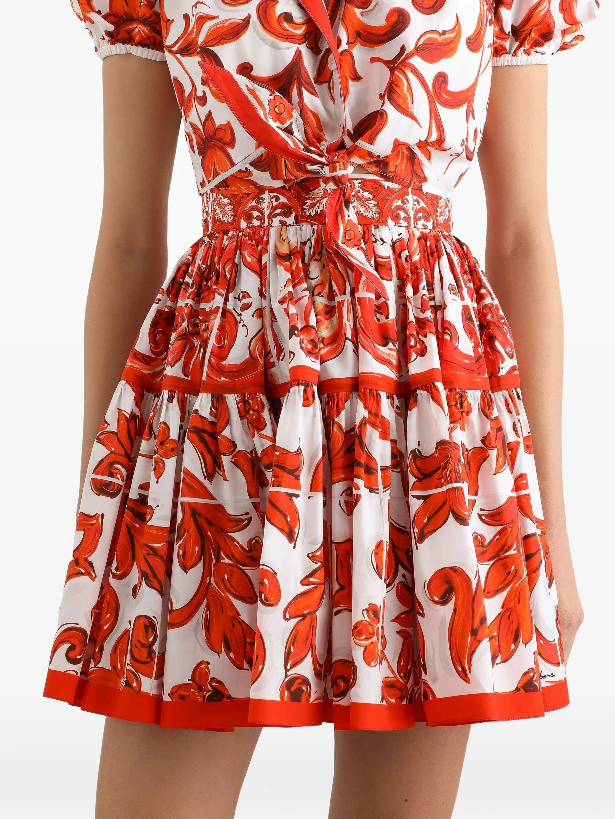 Dolce & Gabbana Majolica - print poplin skirt