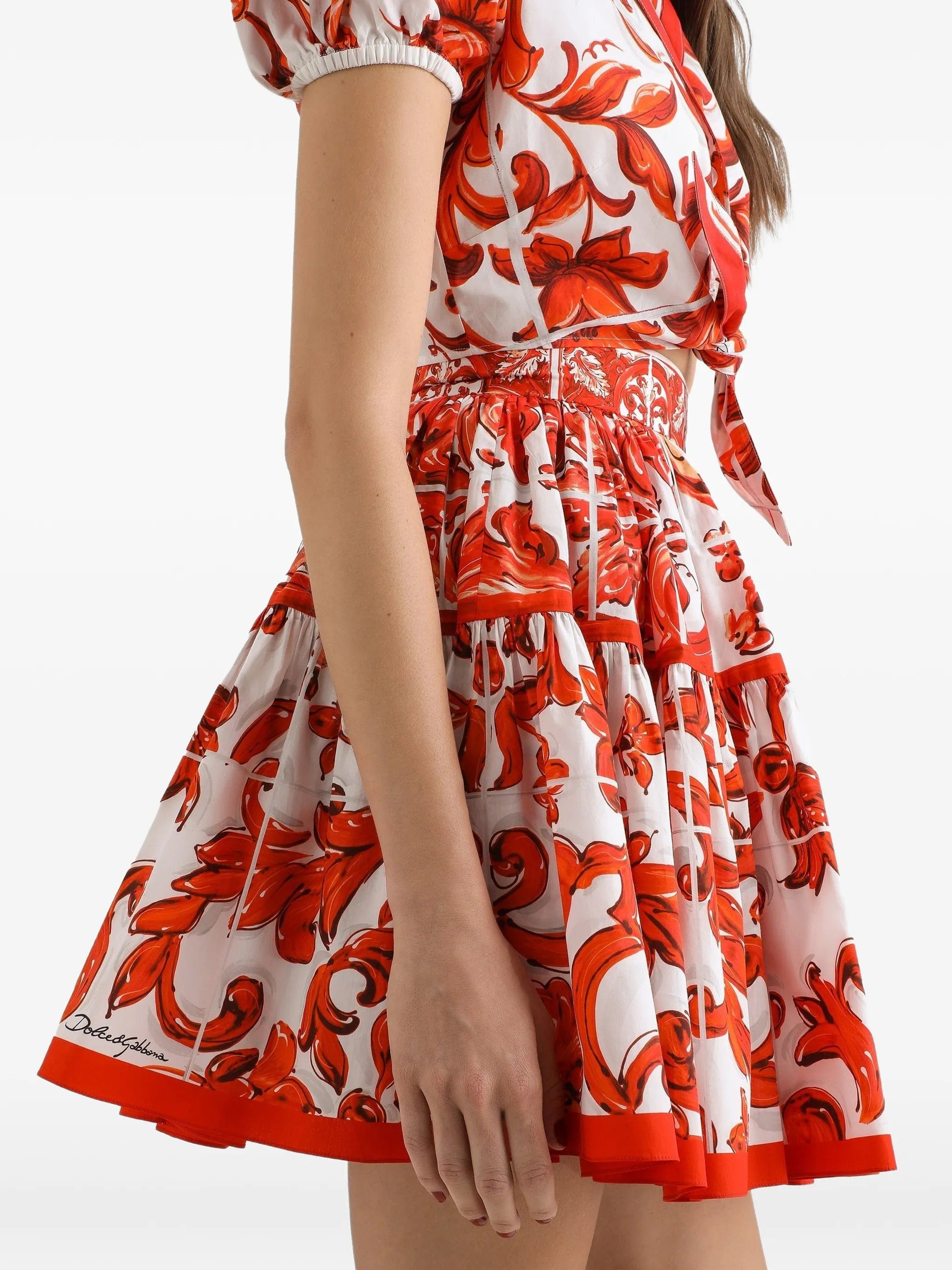 Dolce & Gabbana Majolica - print poplin skirt