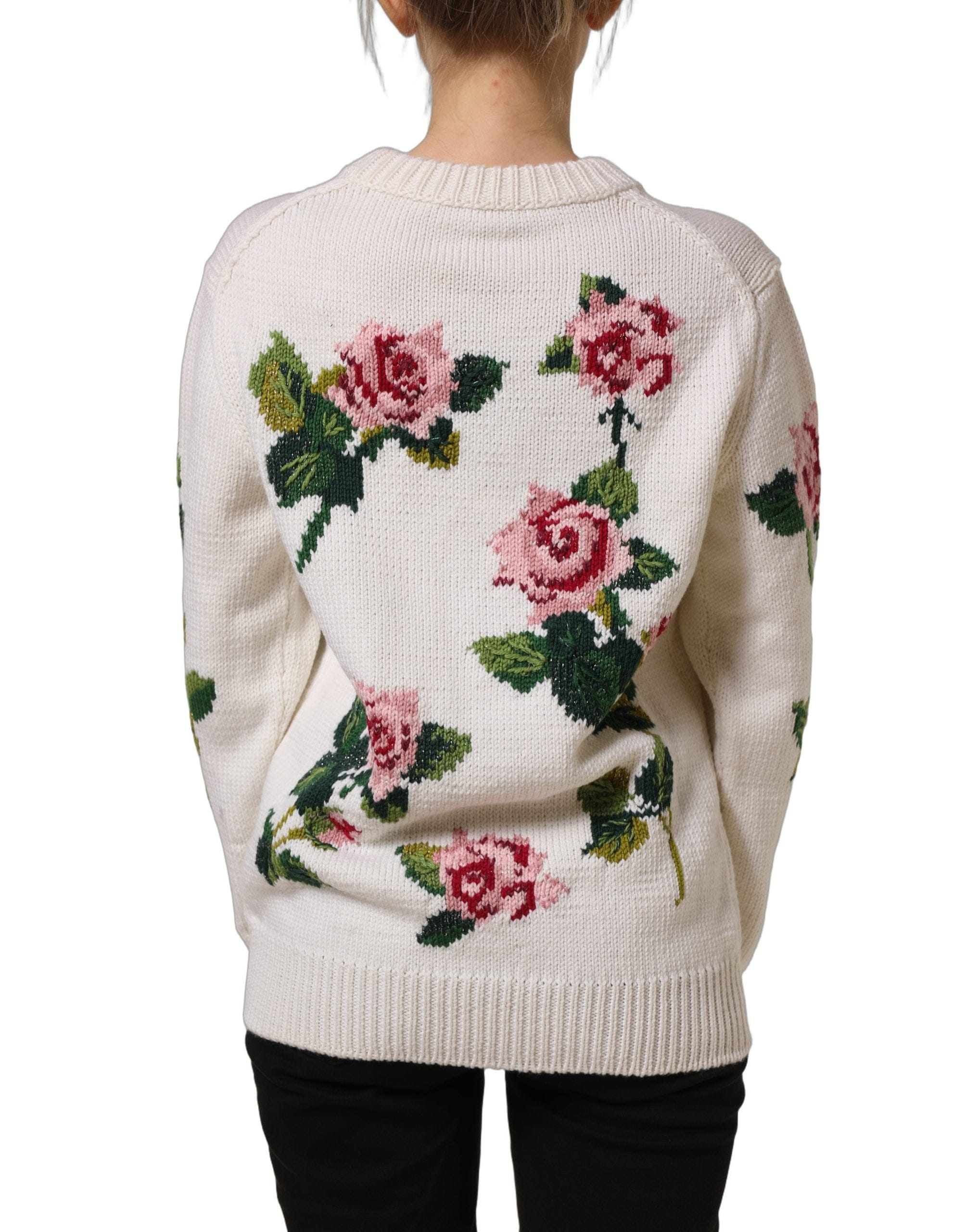 Dolce & Gabbana Wool Floral Crew Neck Pullover Women's Sweater