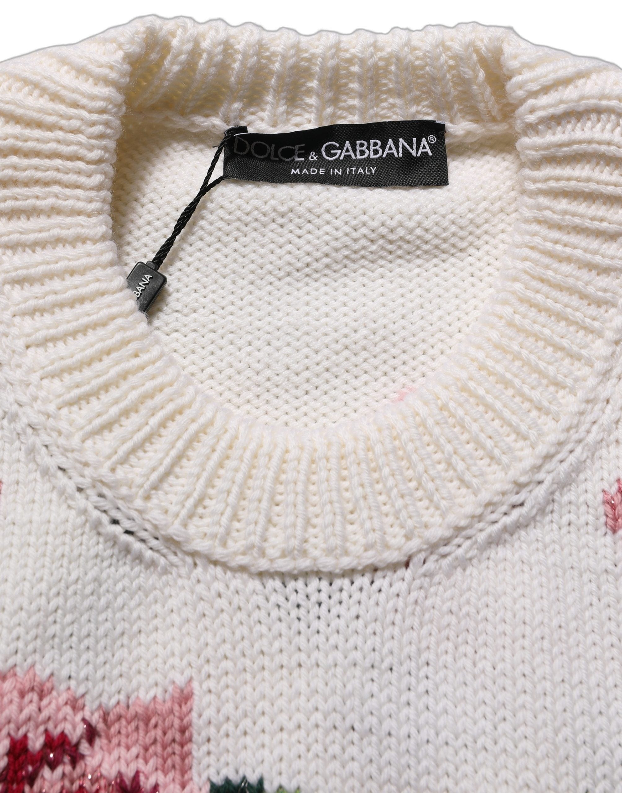 Dolce & Gabbana Wool Floral Crew Neck Pullover Women's Sweater