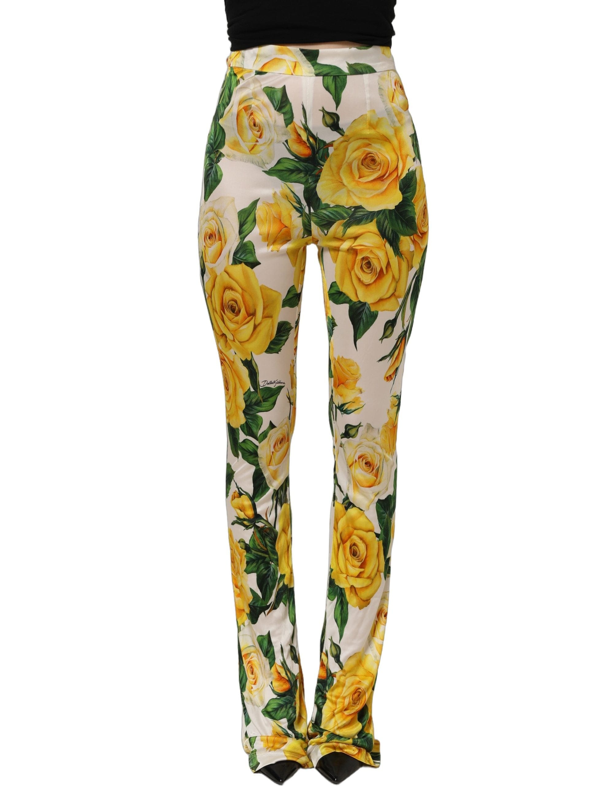 Dolce & Gabbana Floral High Waist Straight Women's Pants