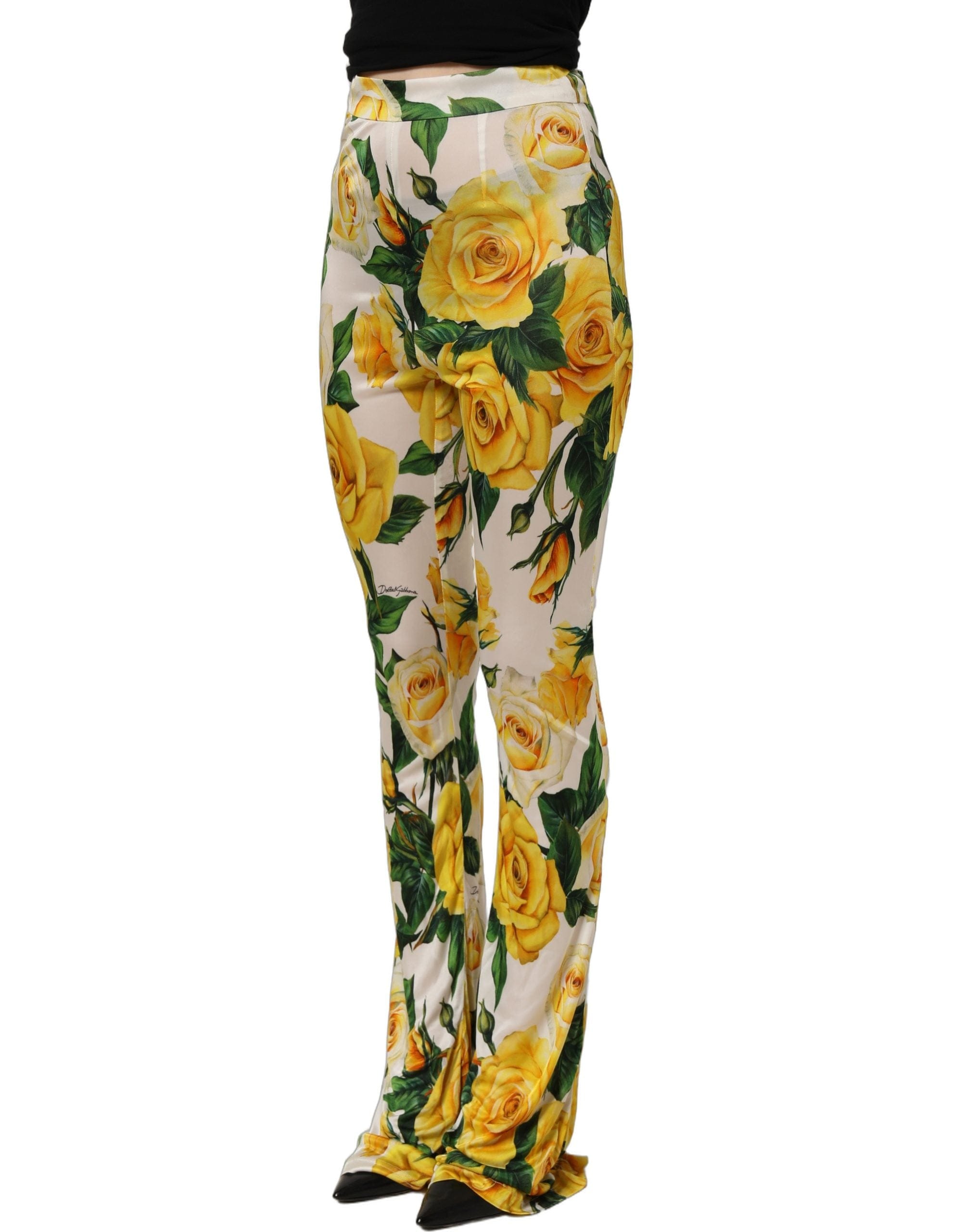 Dolce & Gabbana Floral High Waist Straight Women's Pants