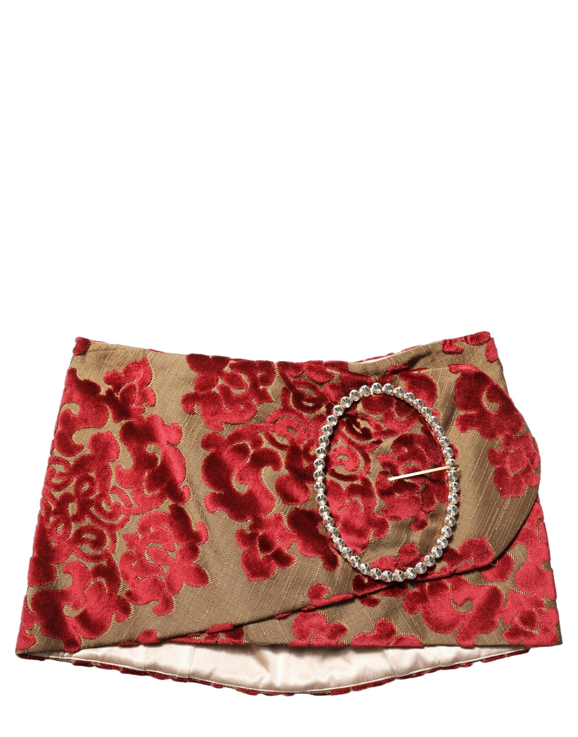 Dolce & Gabbana Floral Jacquard Rhinestone Mini Women's Skirt