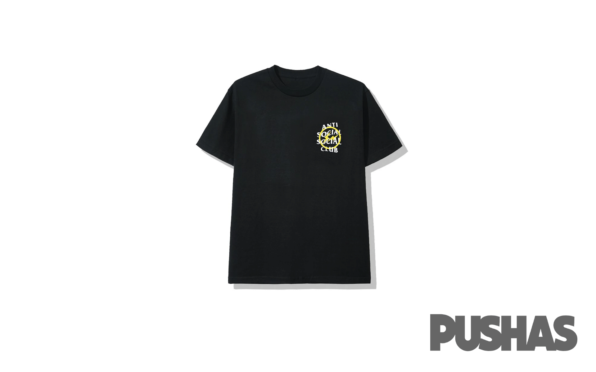 Anti Social Social Club x Fragment Yellow Bolt T - Shirt FW19 Black