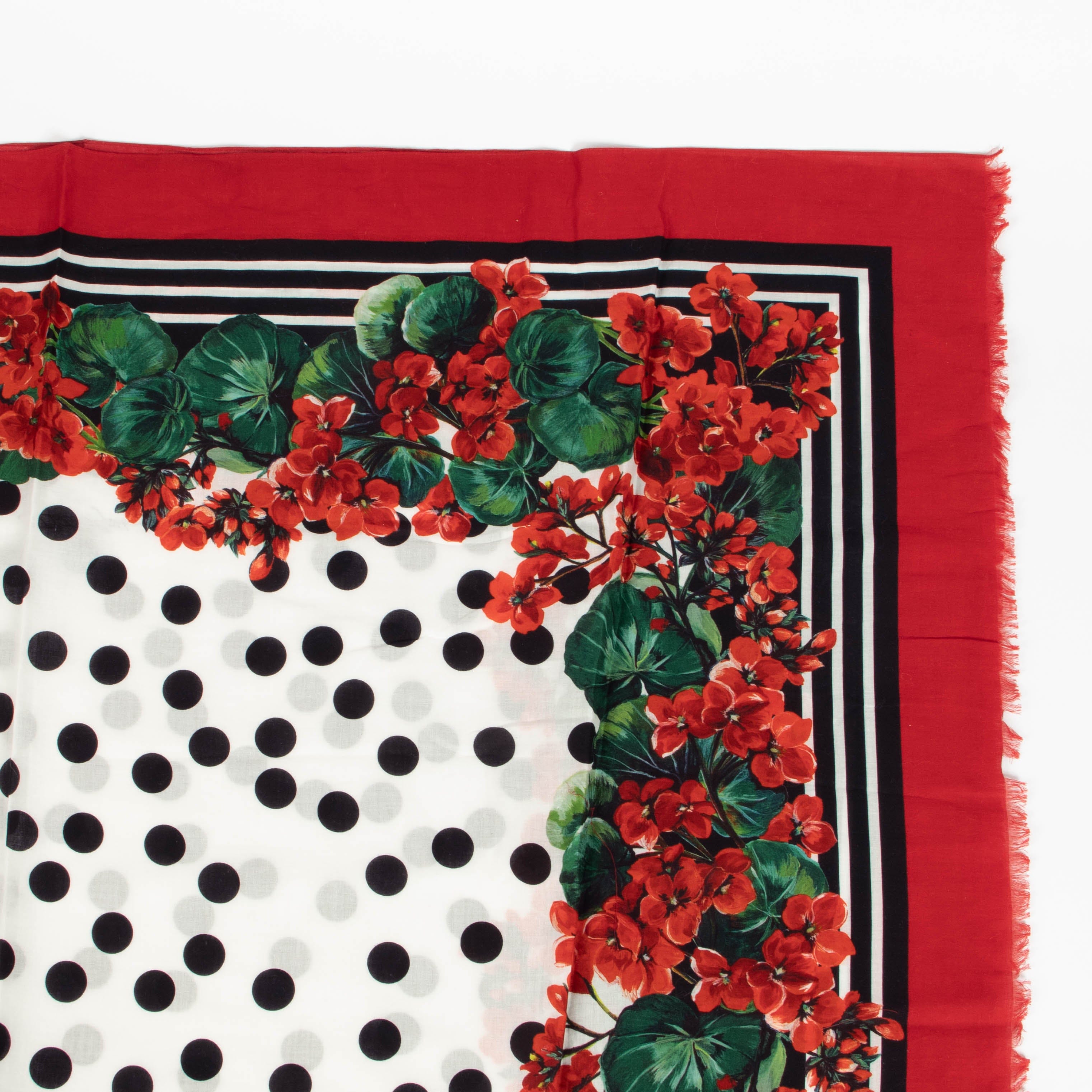 Dolce & Gabbana Polka Dot Floral Cotton Pareo Sarong
