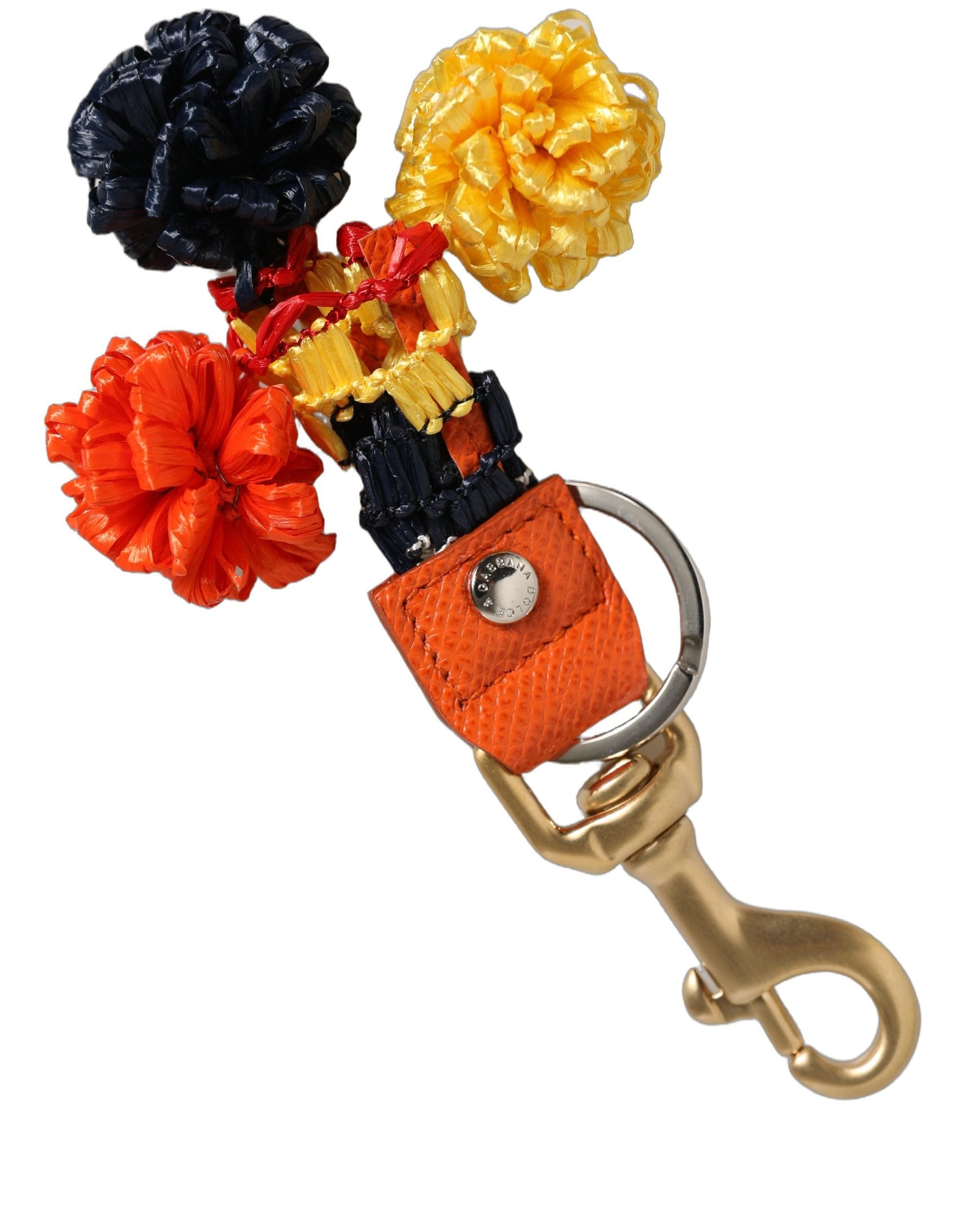 Dolce & Gabbana Raffia Leather Clasp Finder Chain Keyring Women's Multicolor