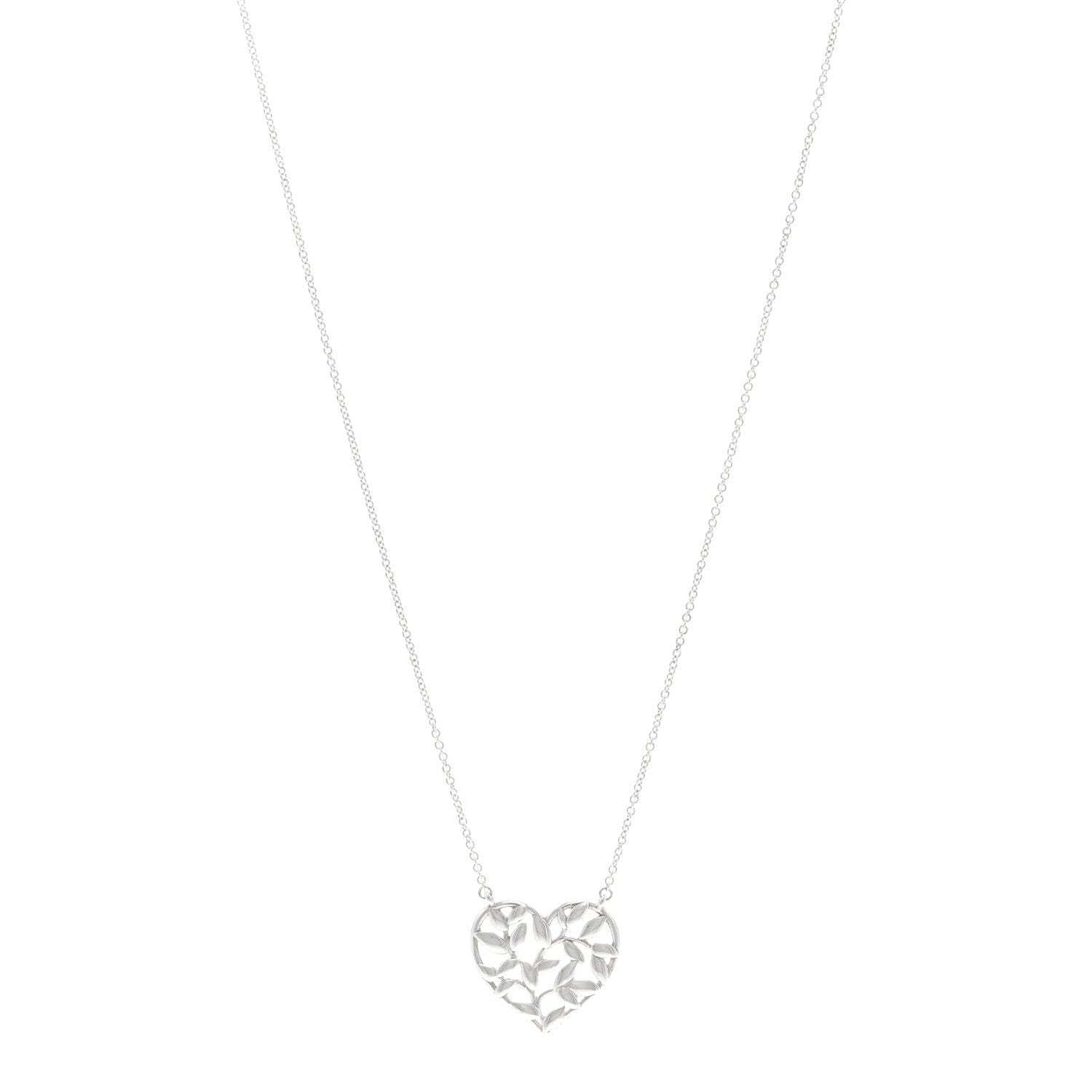 Tiffany Sterling Silver Paloma Picasso Olive Leaf Heart Pendant Necklace