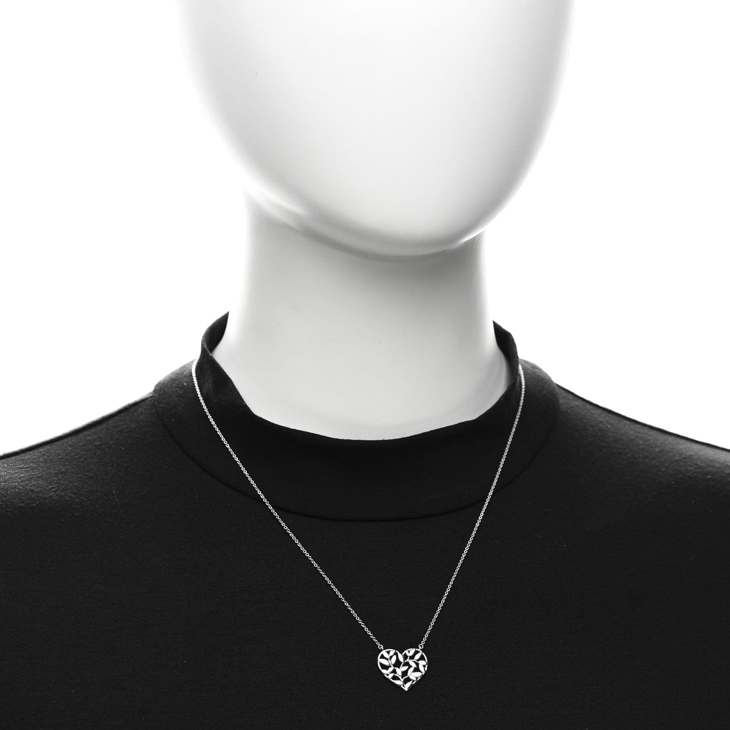 Tiffany Sterling Silver Paloma Picasso Olive Leaf Heart Pendant Necklace