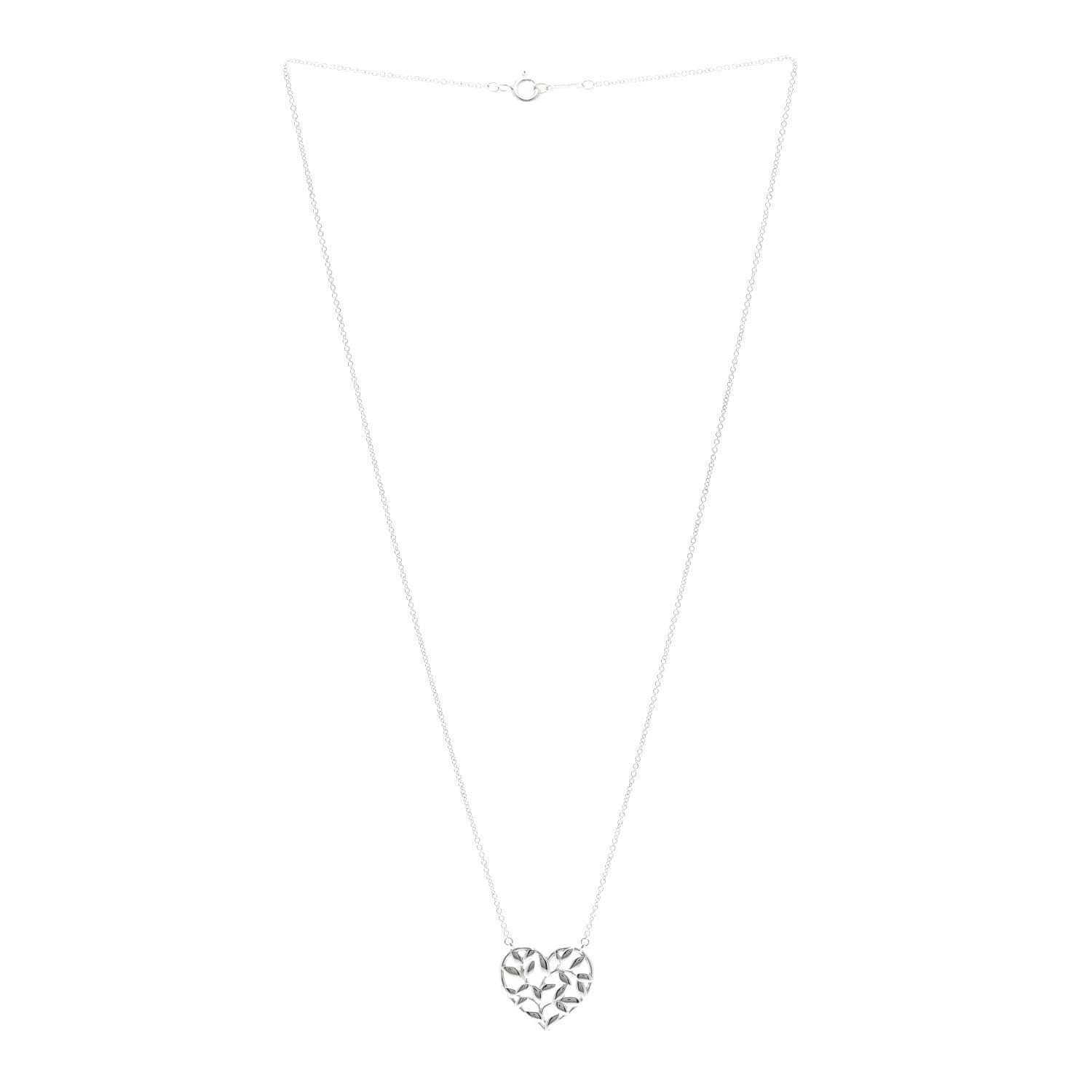 Tiffany Sterling Silver Paloma Picasso Olive Leaf Heart Pendant Necklace