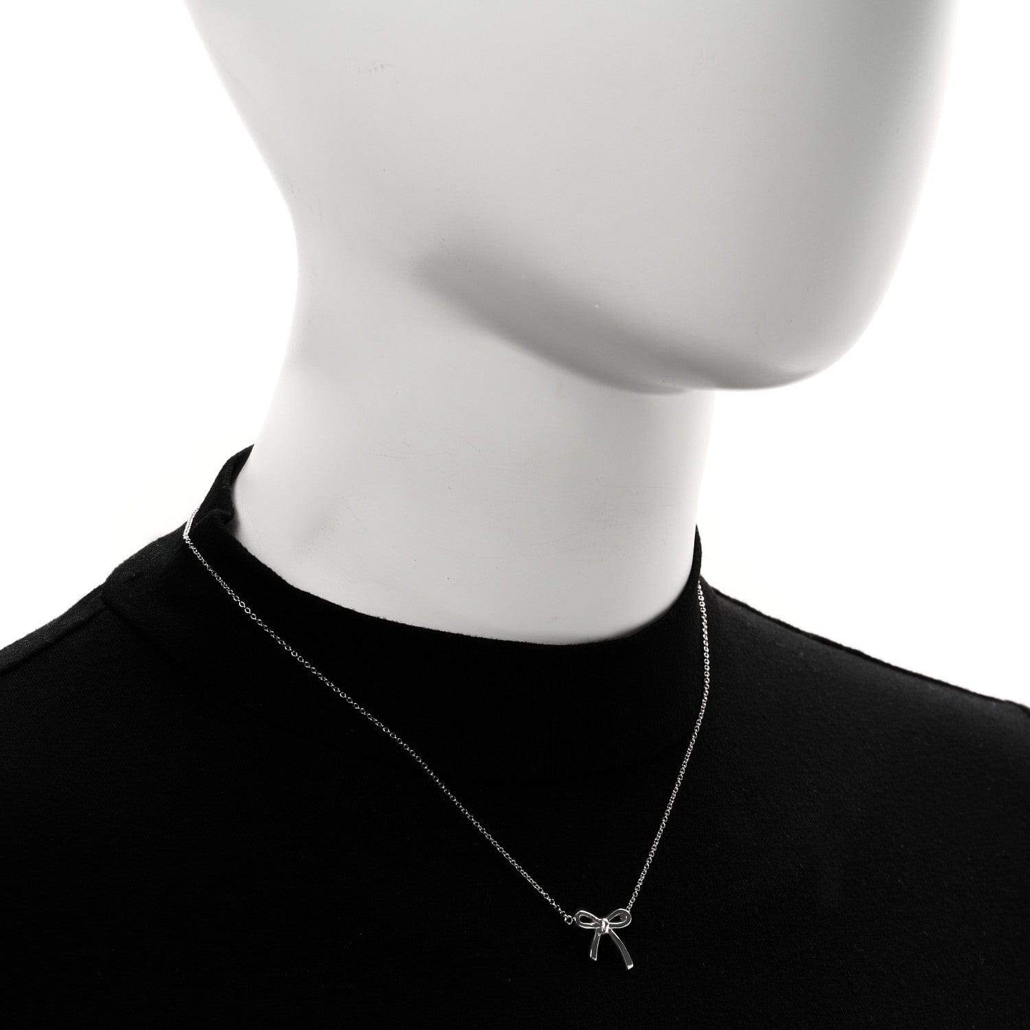 Tiffany Sterling Silver Small Bow Pendant Necklace