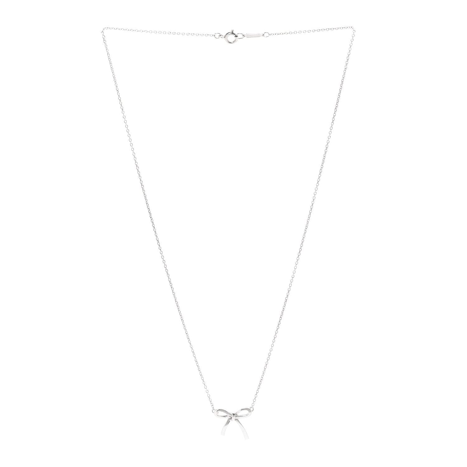 Tiffany Sterling Silver Small Bow Pendant Necklace