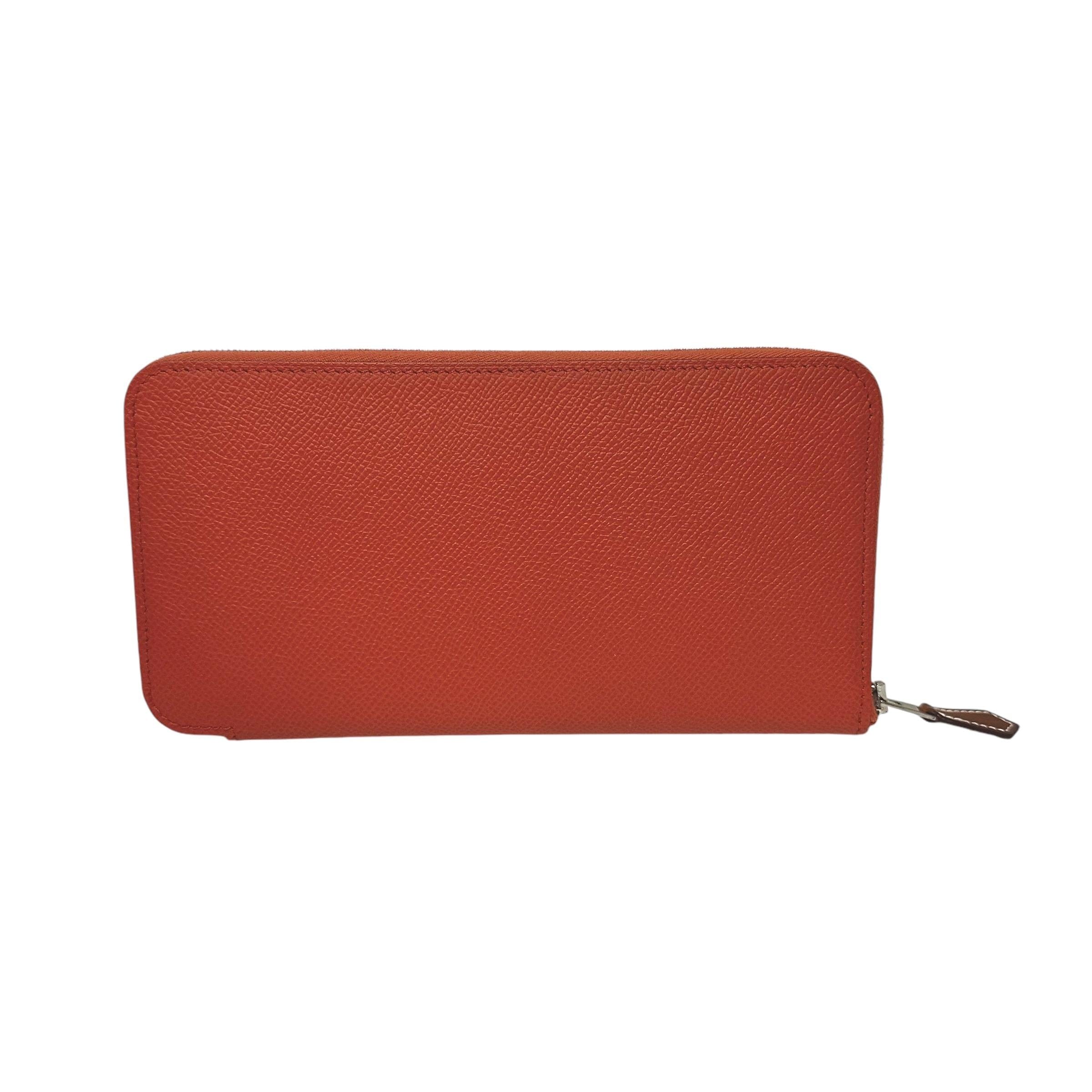 Hermes Orange Leather Silk'In Classic Wallet