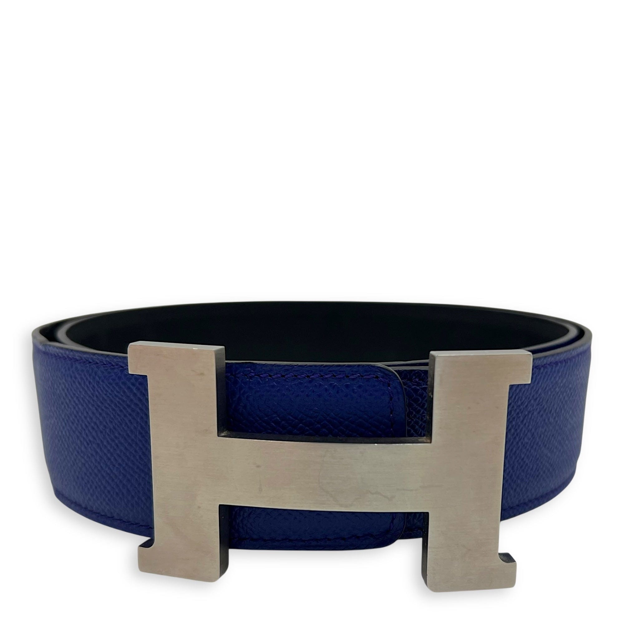 Hermès H 90 cm Black and Blue Belt in Epsom, Brushed Palladium hardware C2509 - 007731VZ