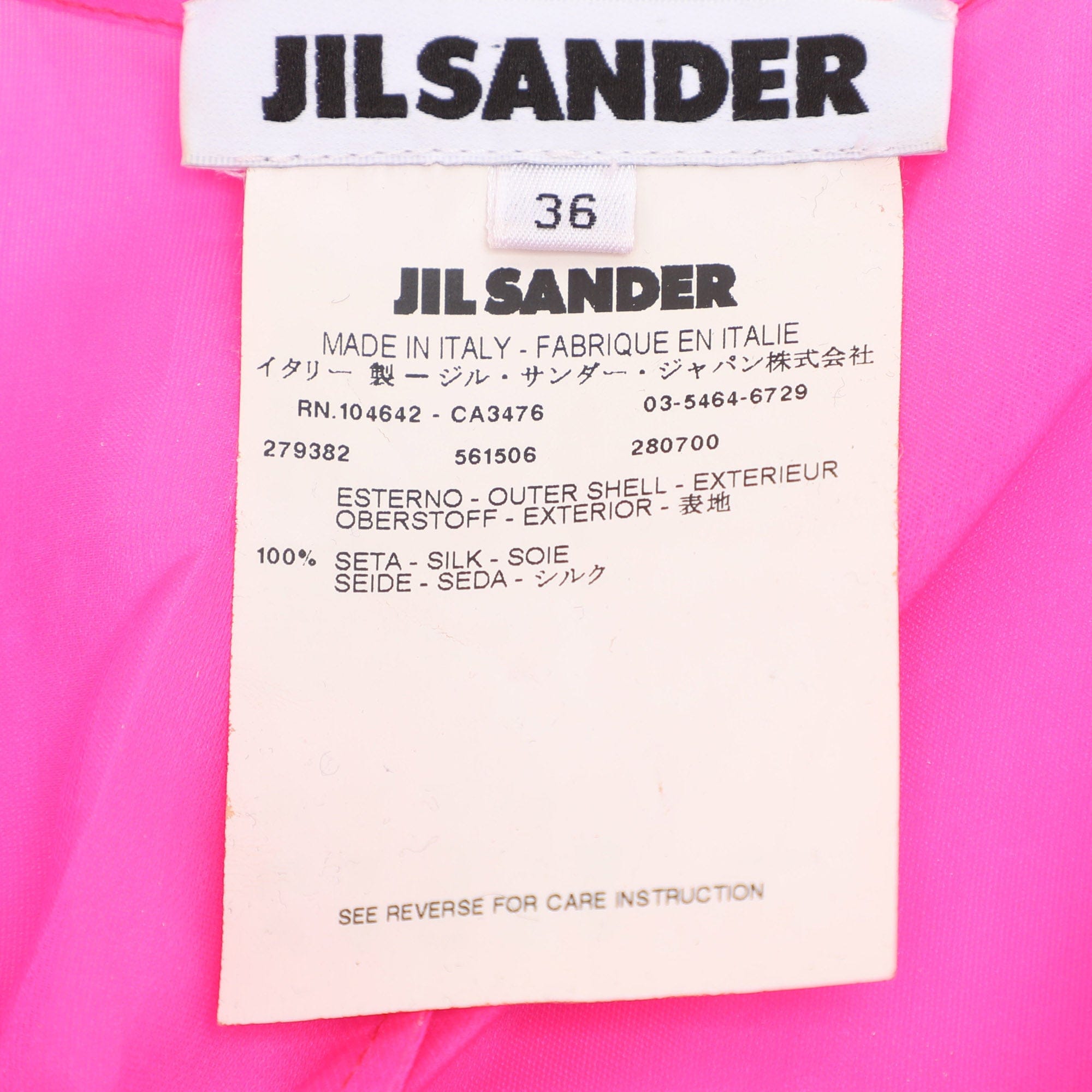 Jil Sander Pink Silk Top