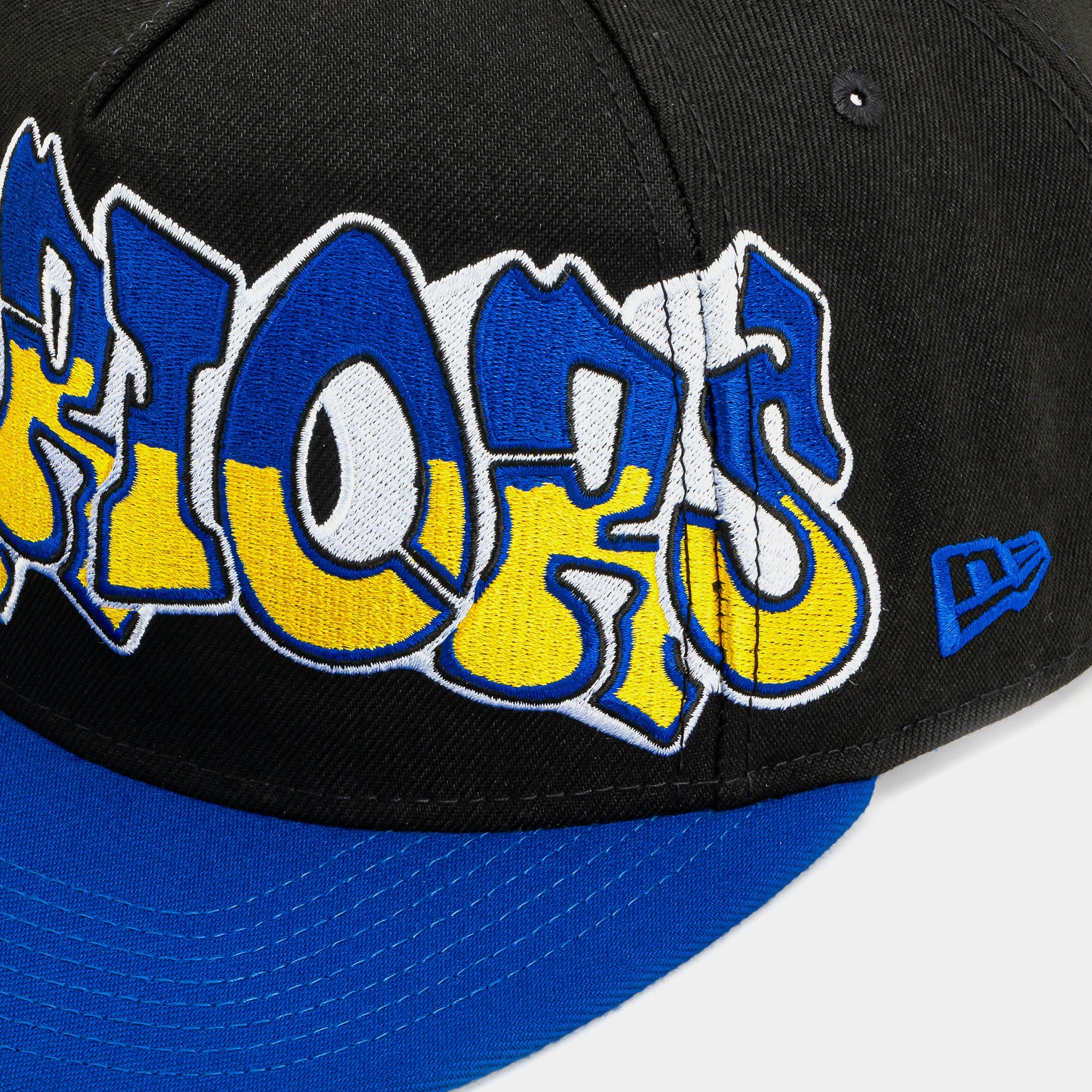 NEW ERA Shoe Palace x New Era NBA 90s Graffiti Exclusive Golden State Warriors 950AF Snapback Mens Hat (Black/Yellow)
