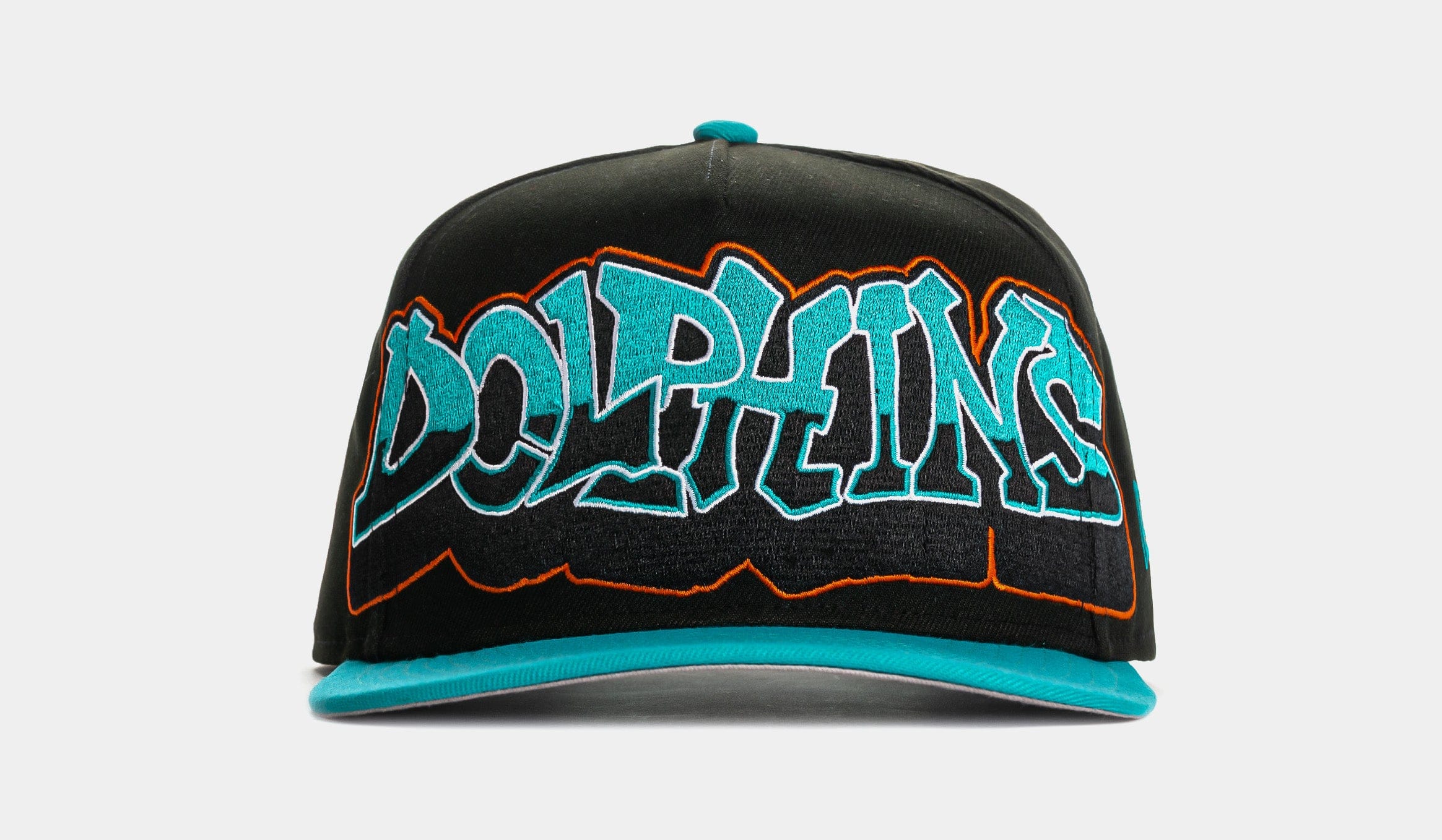 NEW ERA Shoe Palace x New Era NFL 90s Graffiti Exclusive Miami Dolphins Snapback Mens Hat (Black/Teal)