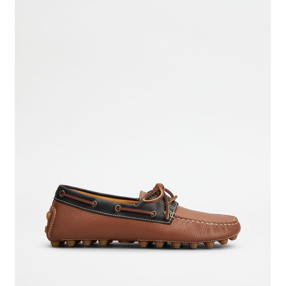 Tod's Tods Boat Gommino Bubble Loafers In Leather Brown Black Mens
