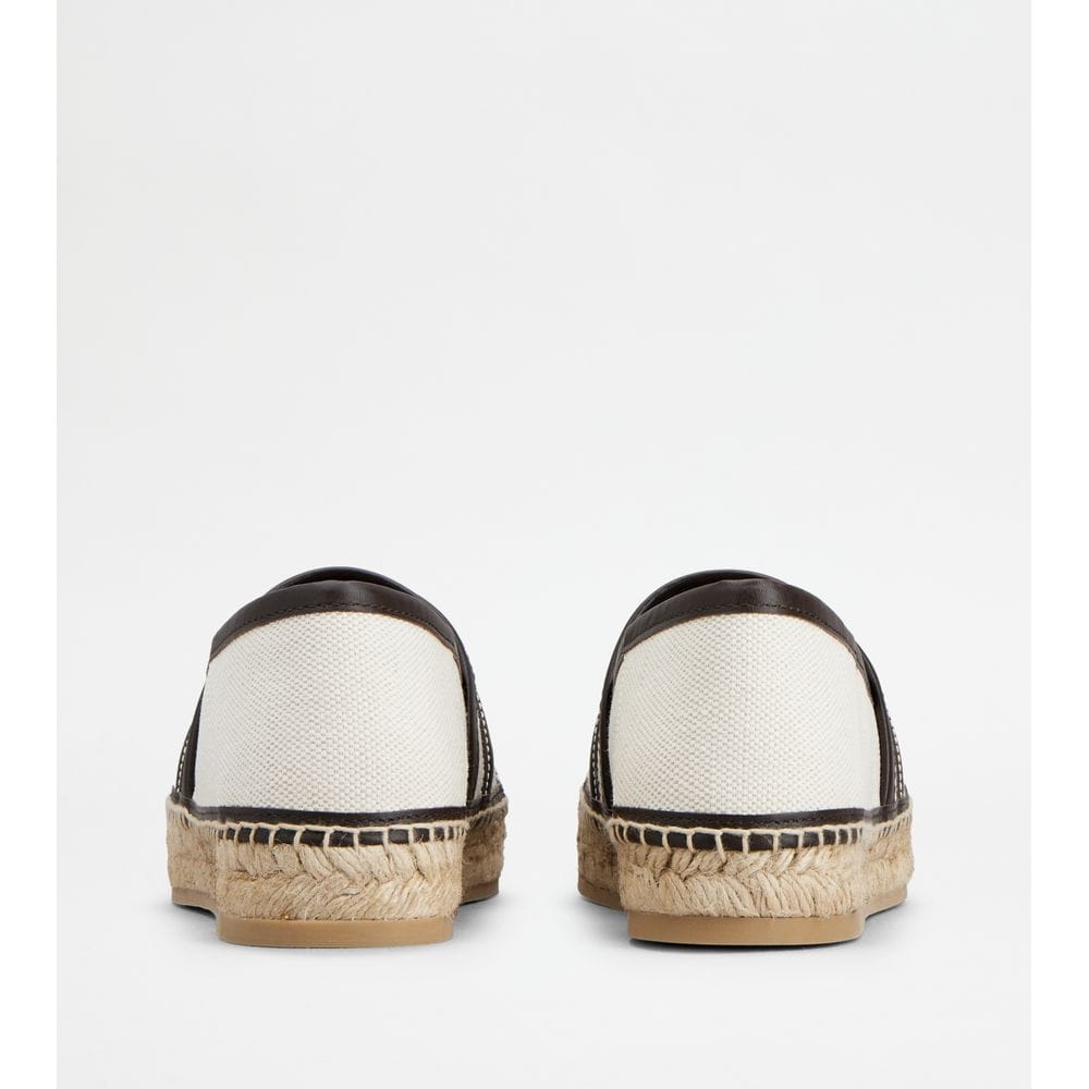 Tod's Tods Kate Espadrilles In Canvas And Leather Beige Black Womens
