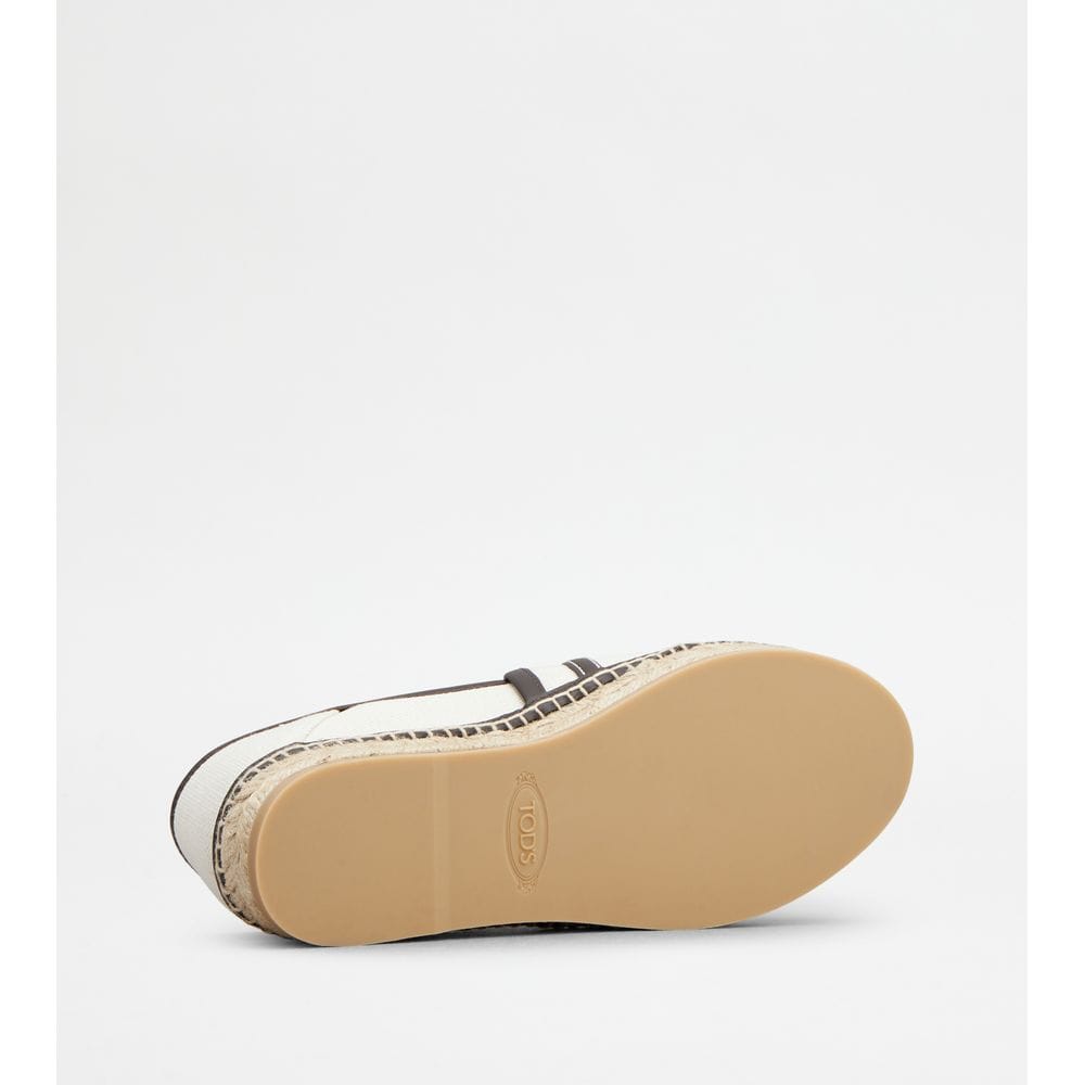 Tod's Tods Kate Espadrilles In Canvas And Leather Beige Black Womens