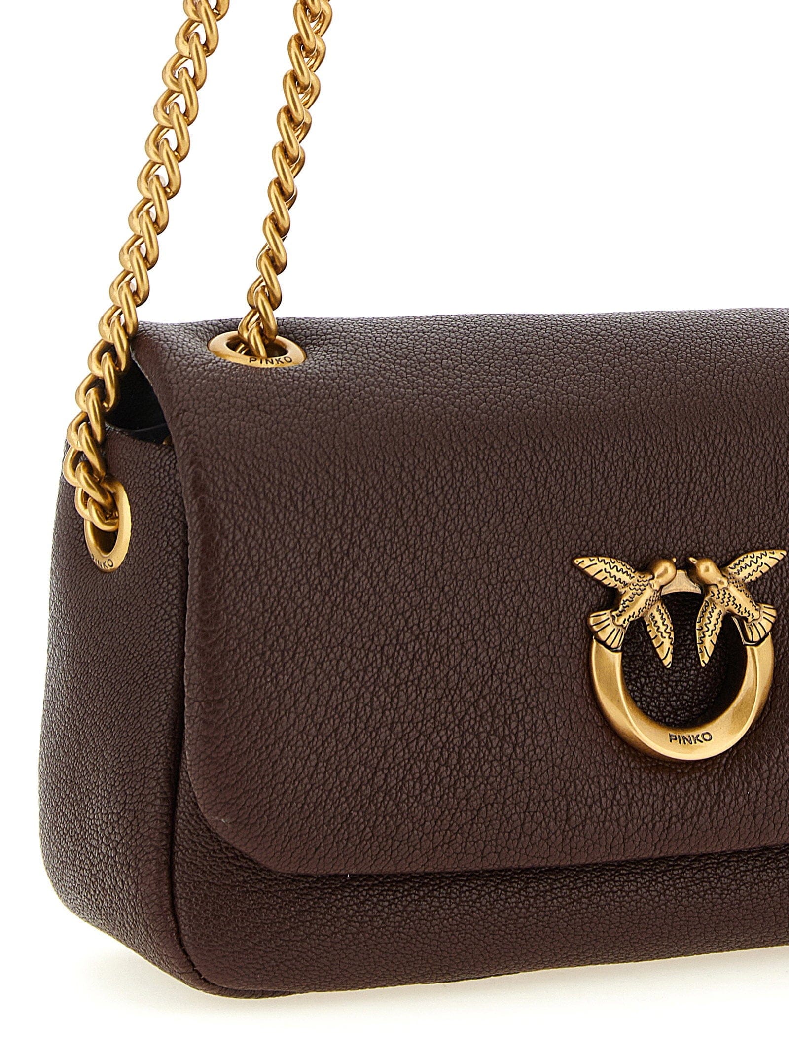 Pinko Love Birds Shoulder Bag — Brown