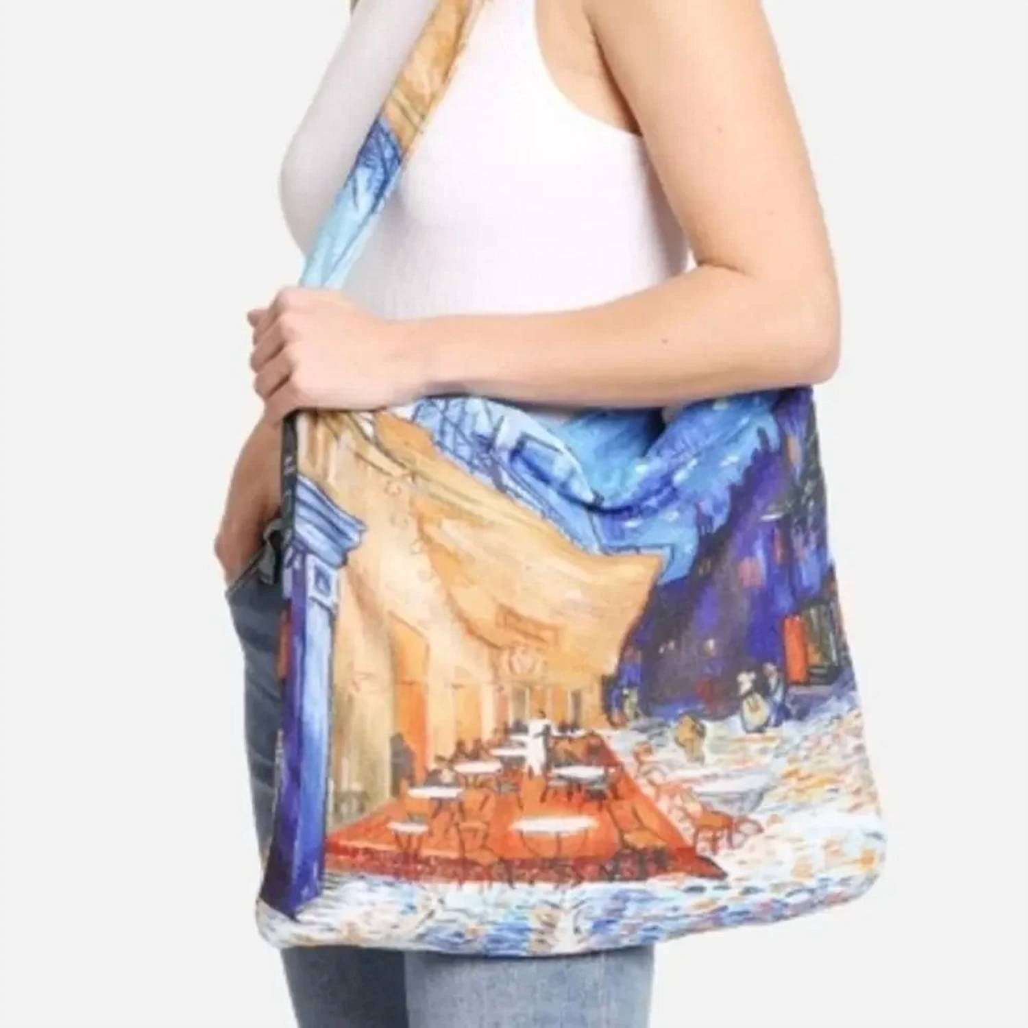 Two - In - One Convertible Tote Bag In Van Gogh Café Terrace