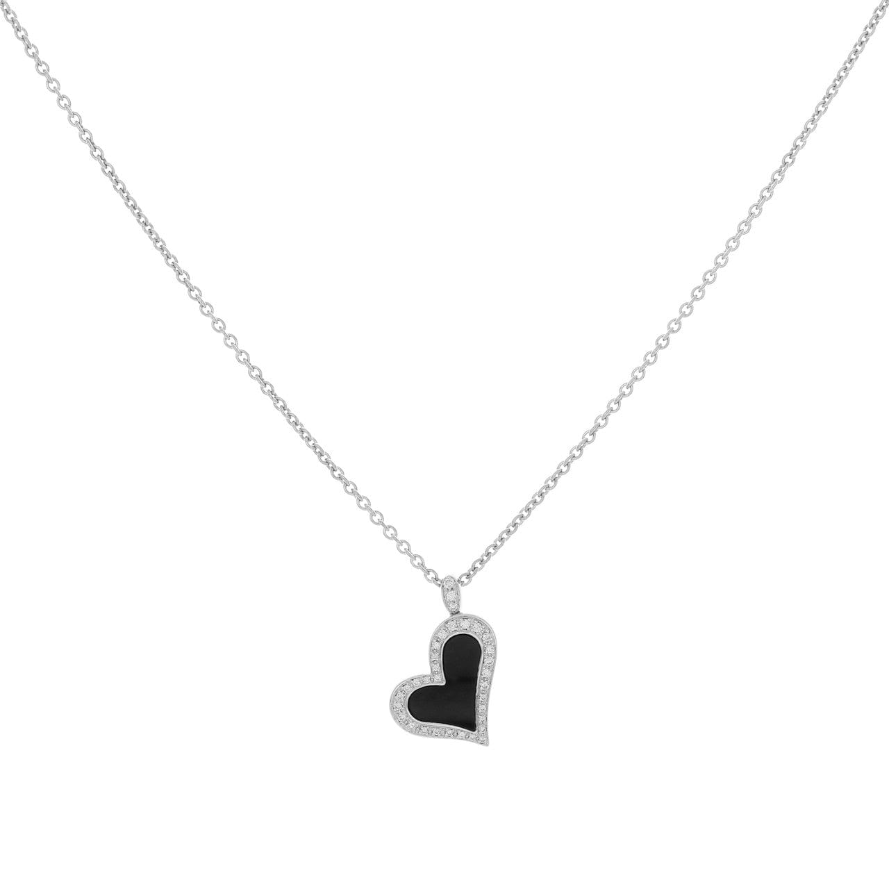 Piaget 18K White Gold Diamond Onyx Limelight Heart Pendant