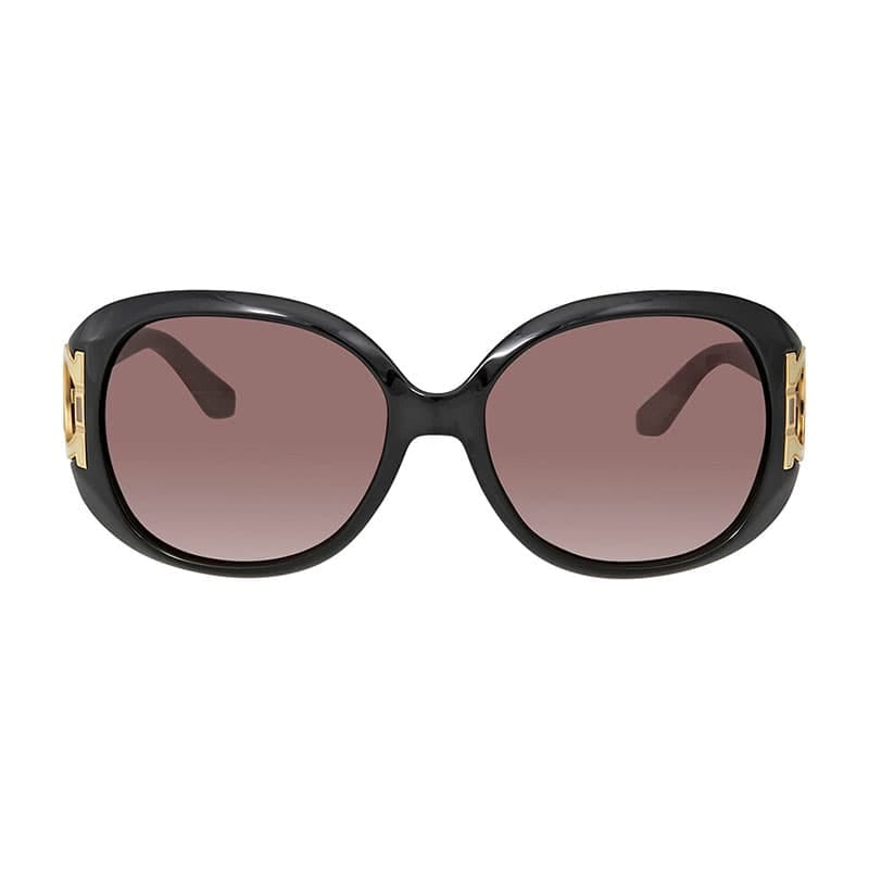 Salvatore Ferragamo Sunglasses Round Full Rim, Black/tuape Frame And Brown Gradient Lens Sf668001