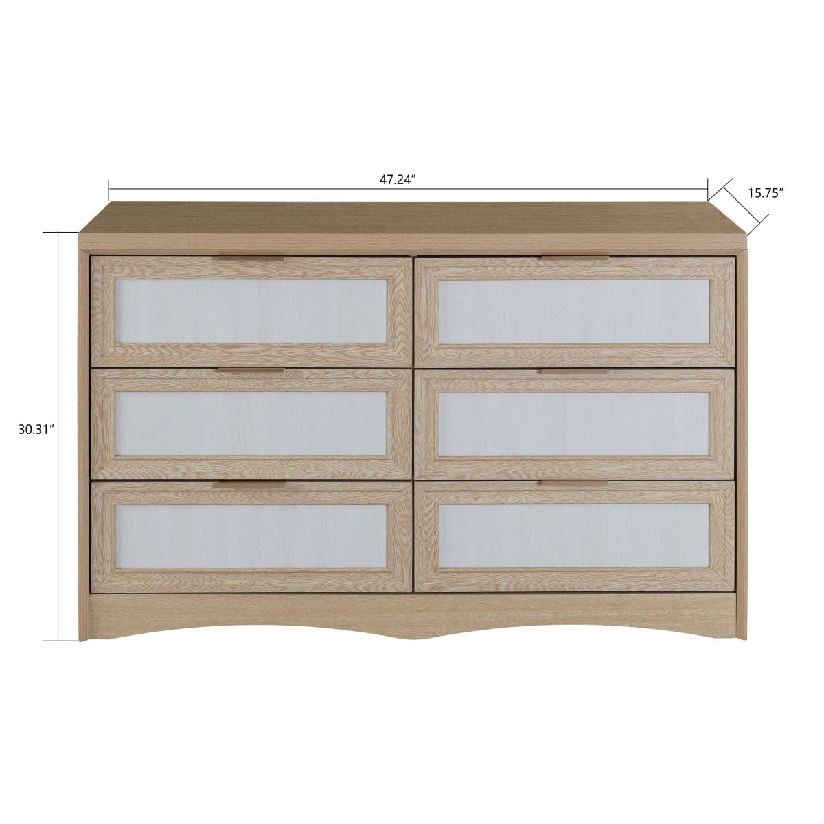 Off-White Streamdale Transitional 6 - Drawer Light Oak & Off - White Farmhouse Dresser