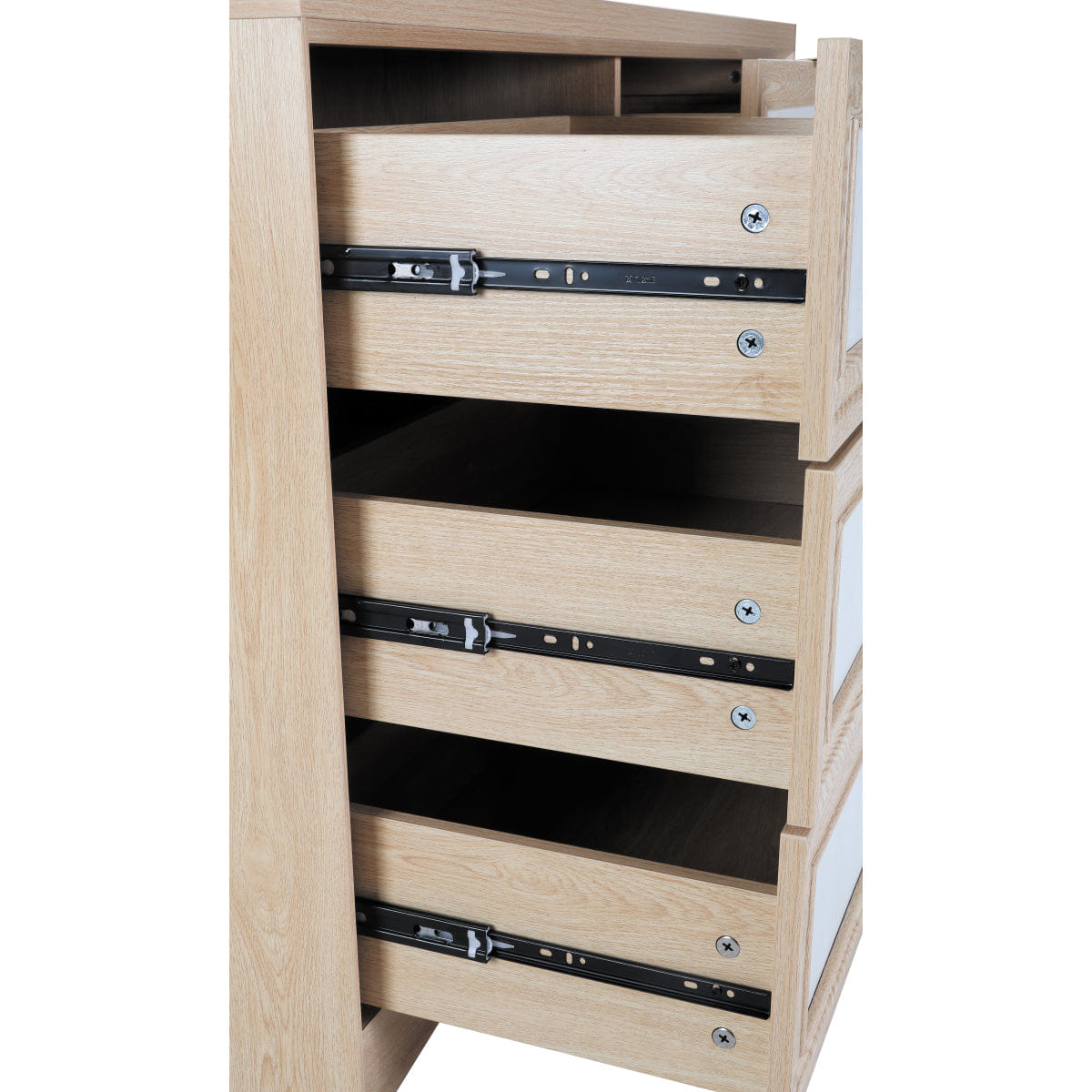 Off-White Streamdale Transitional 6 - Drawer Light Oak & Off - White Farmhouse Dresser
