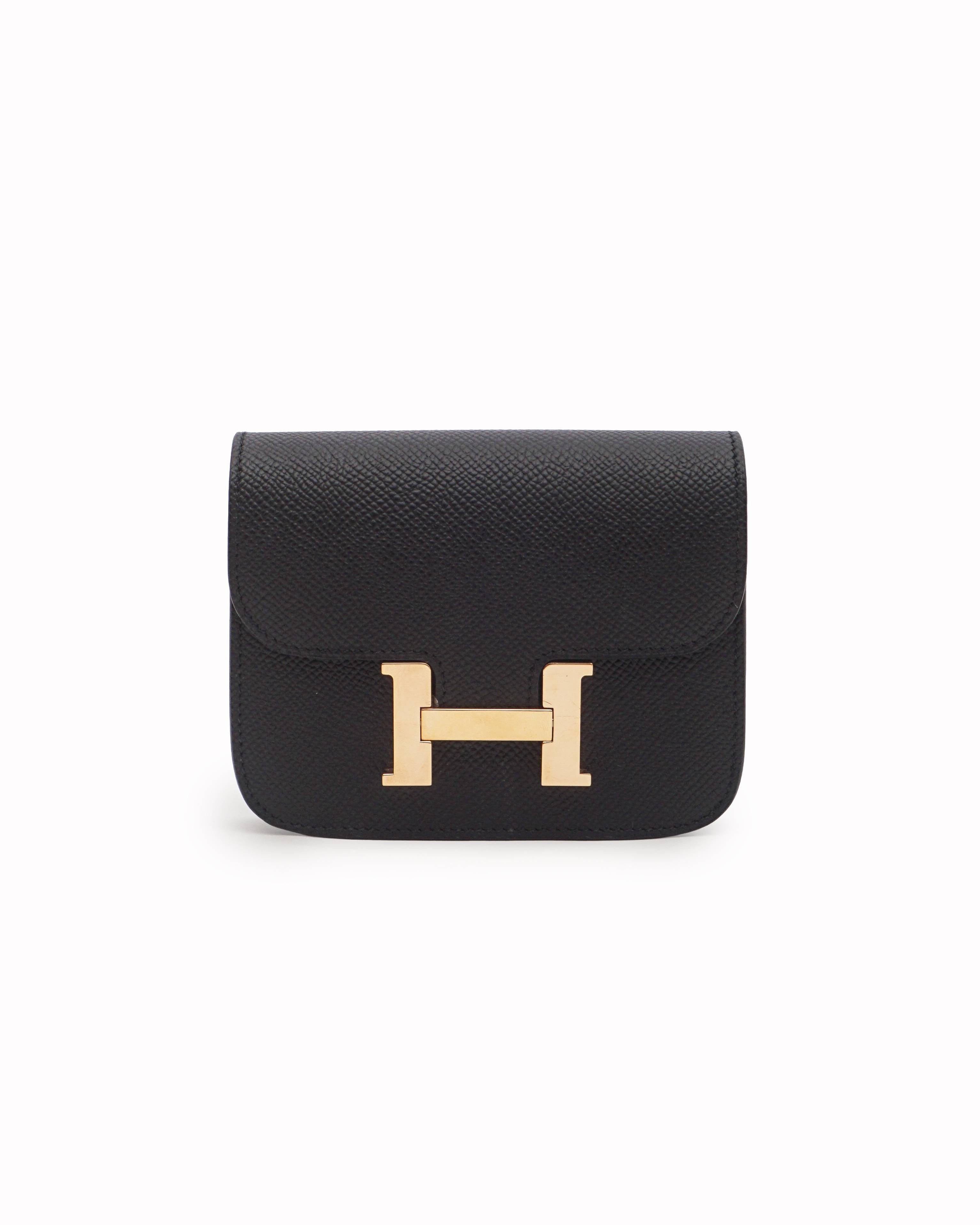Hermès Black Epsom Leather Constance Slim Wallet