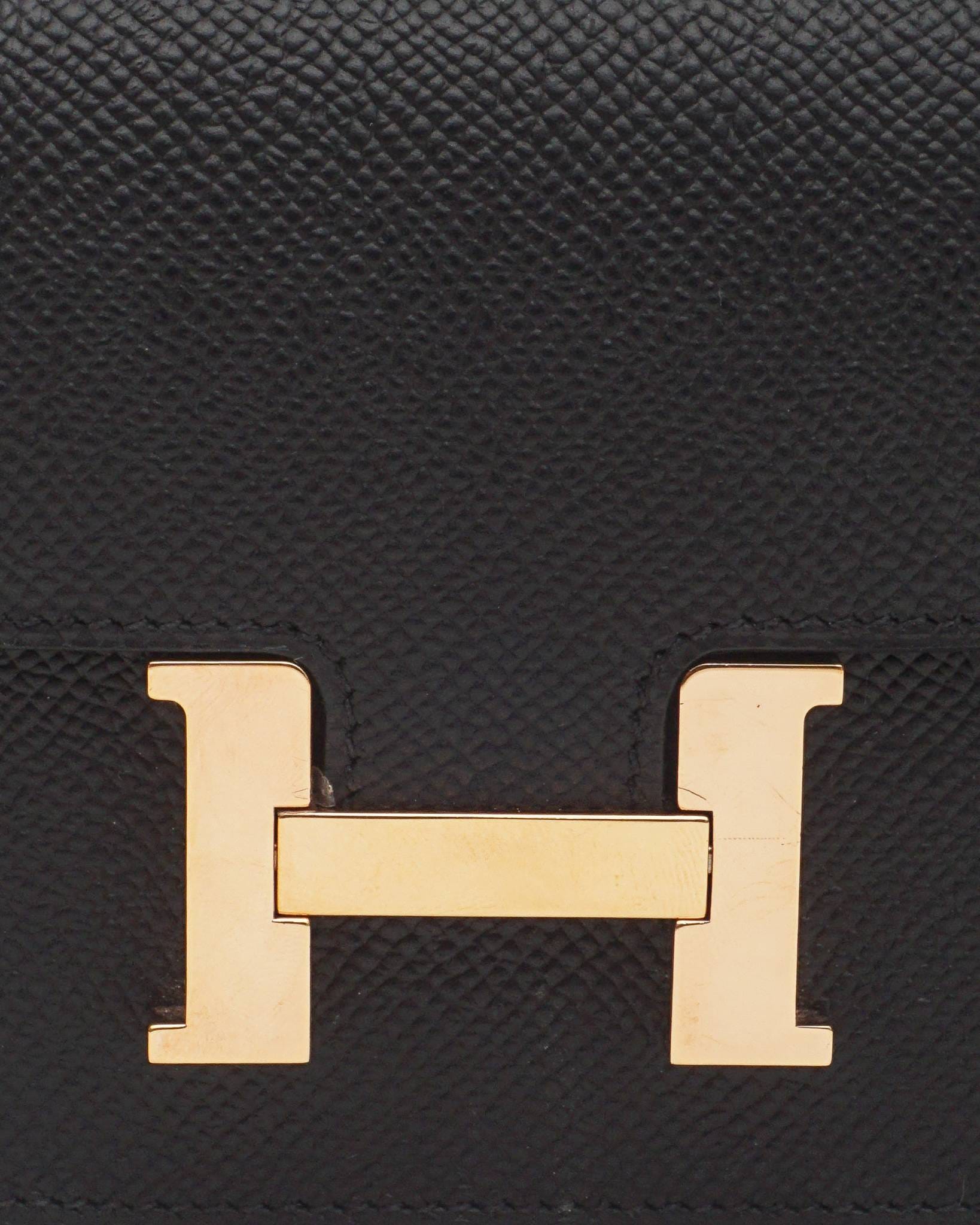 Hermès Black Epsom Leather Constance Slim Wallet