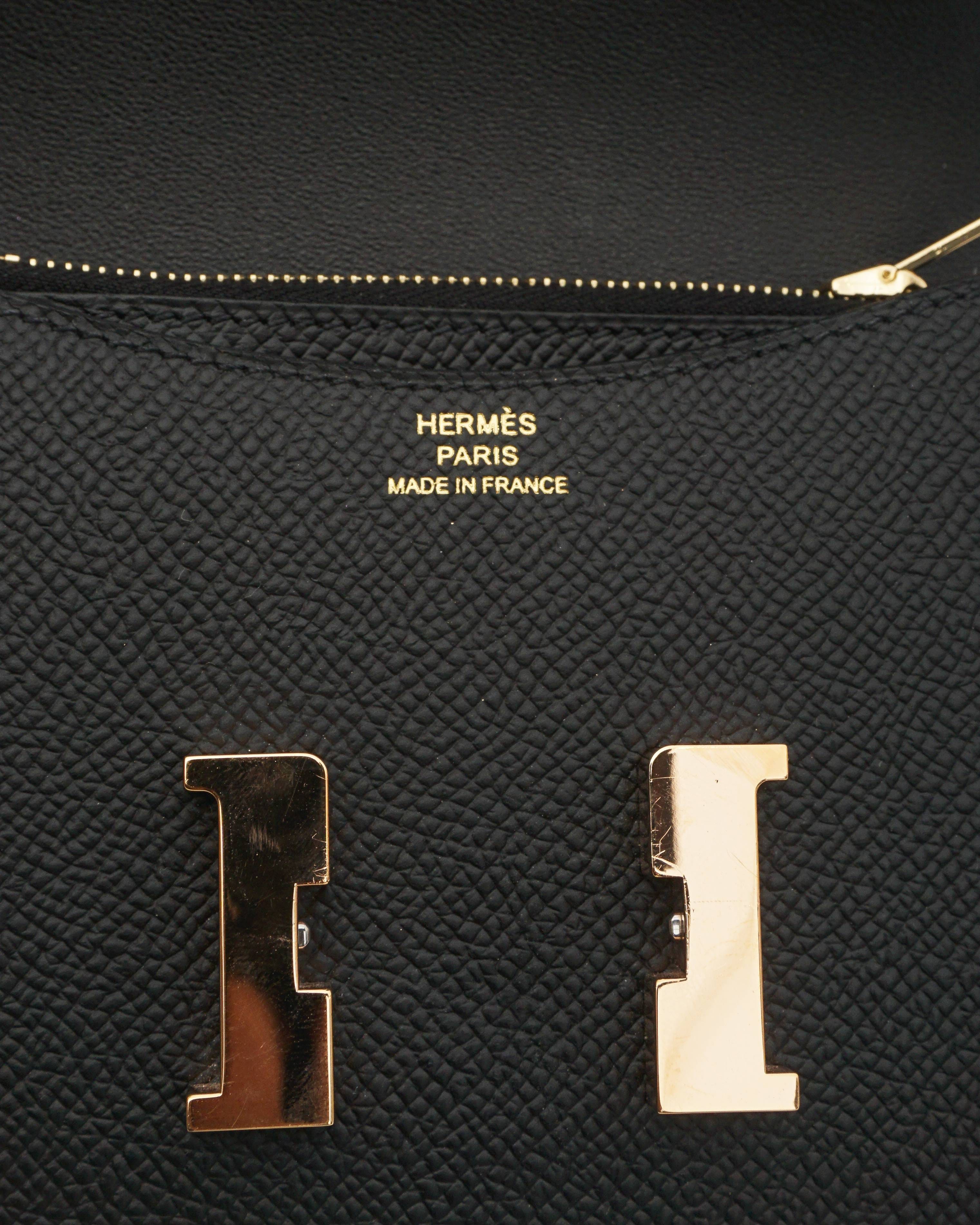 Hermès Black Epsom Leather Constance Slim Wallet