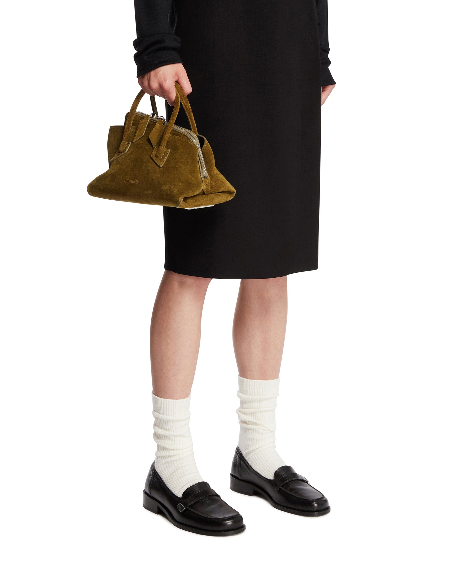 THE Attico Borsa La Passeggiata Mini In Suede Verde